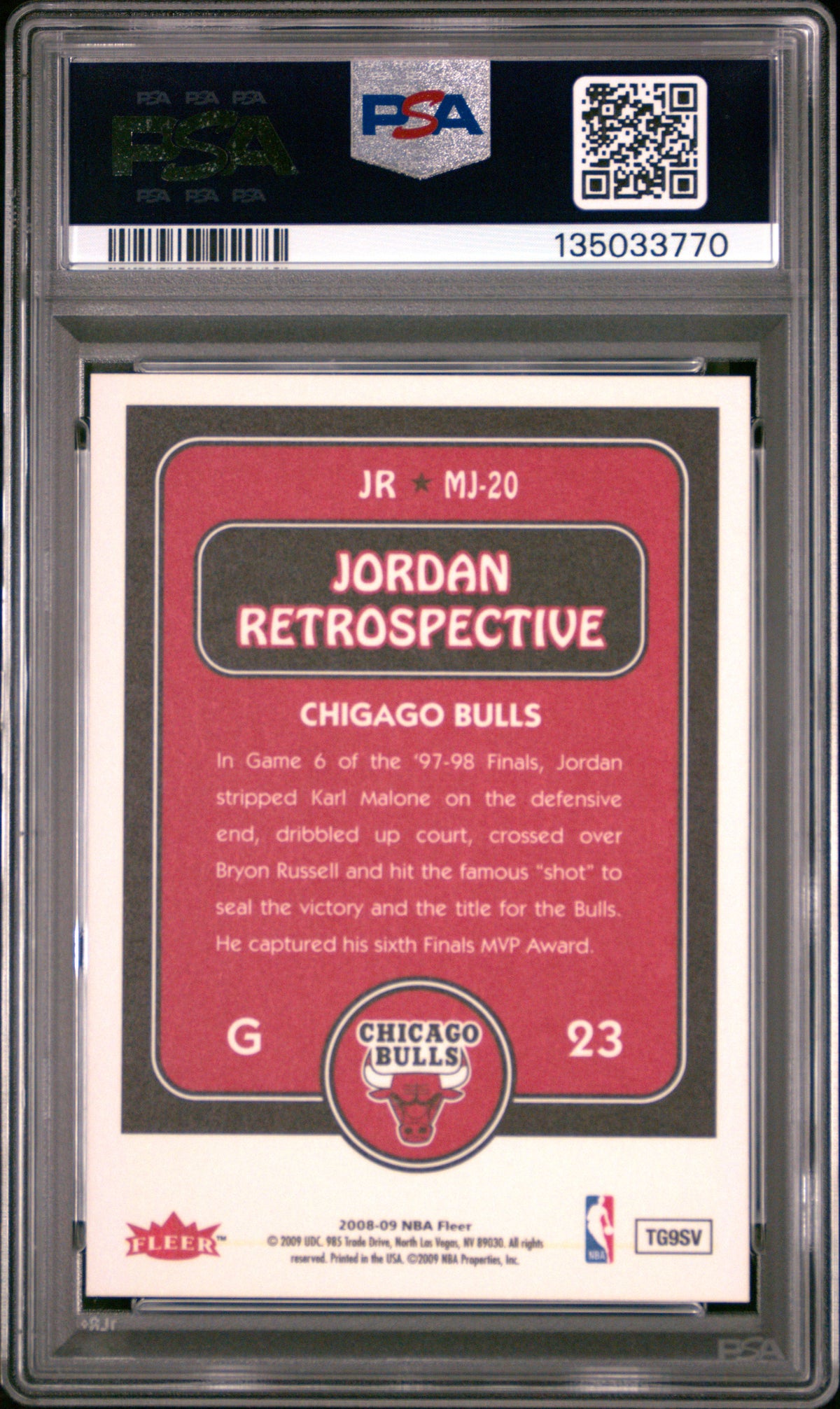 Michael Jordan 2008 Fleer Jordan Retrospective #MJ-20 PSA 9