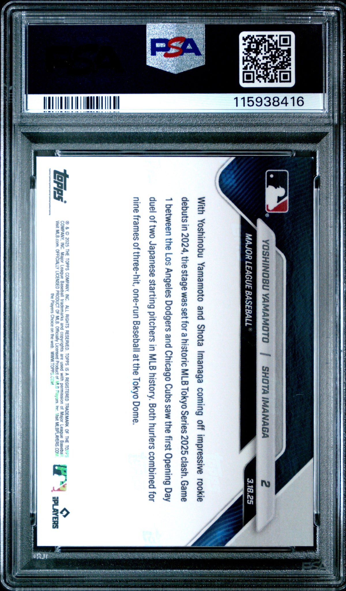 Yamamoto Imanaga 2025 Topps Now #2 PSA 10