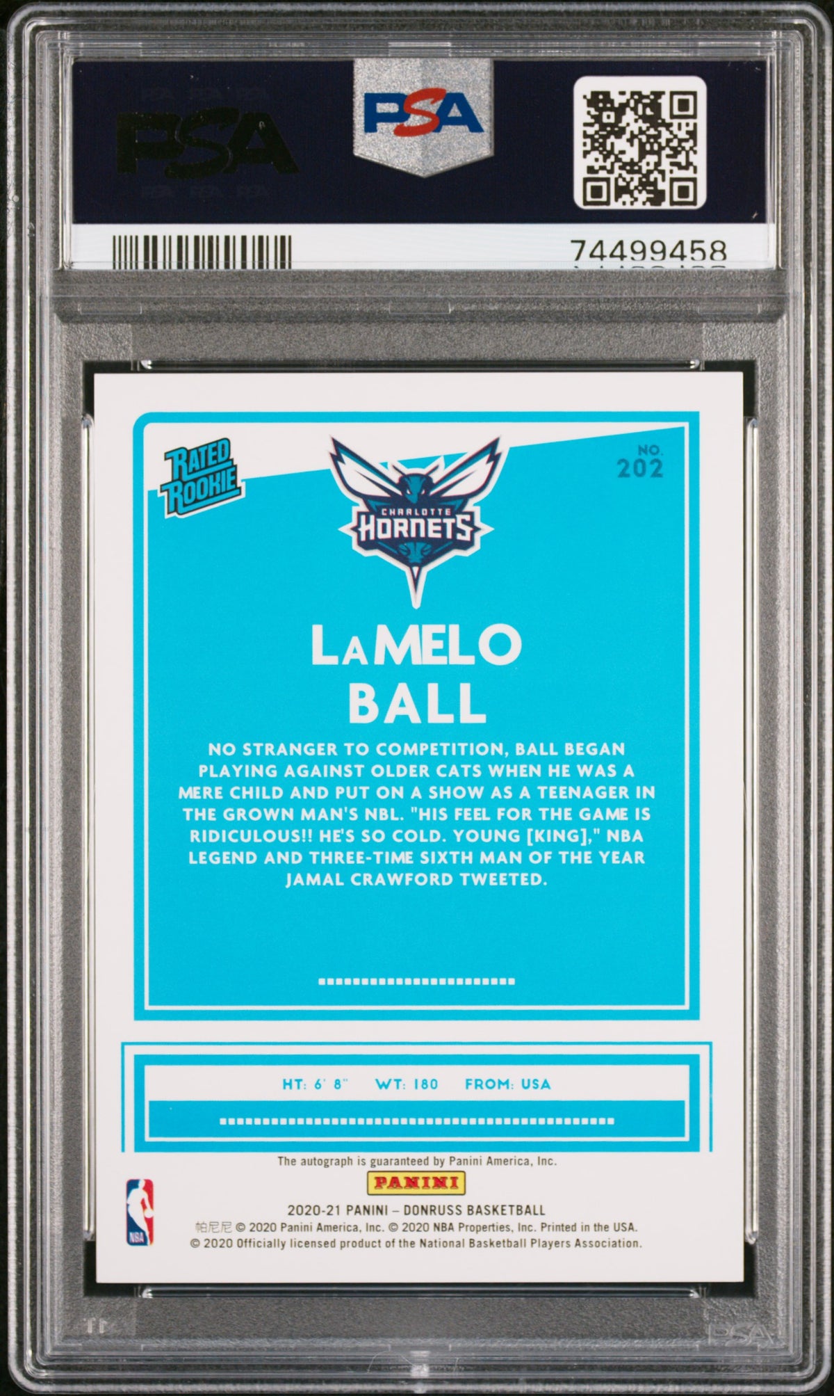 Lamelo Ball 2020 Panini Donruss #202 SIG Choice Red PSA 10