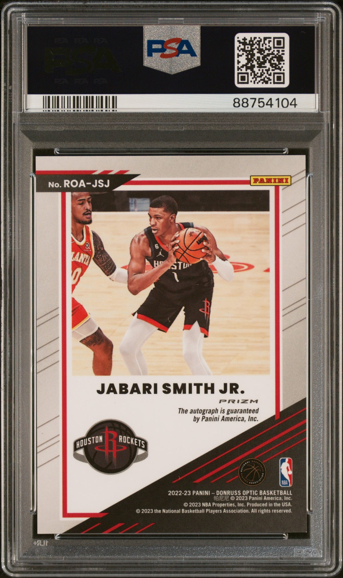 Jabari Smith JR. 2022 Panini Donruss Optic Rookie Optics Autographs #ROAJSJ RKE Choice PSA 10 Auto A