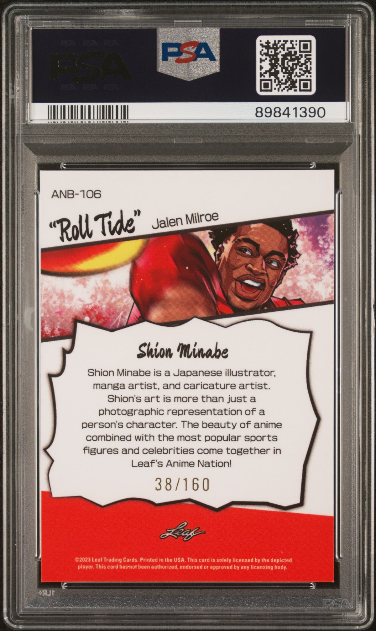 Jalen Milroe 2024 Leaf Web Exclusives #106 Anime Nation PSA 10