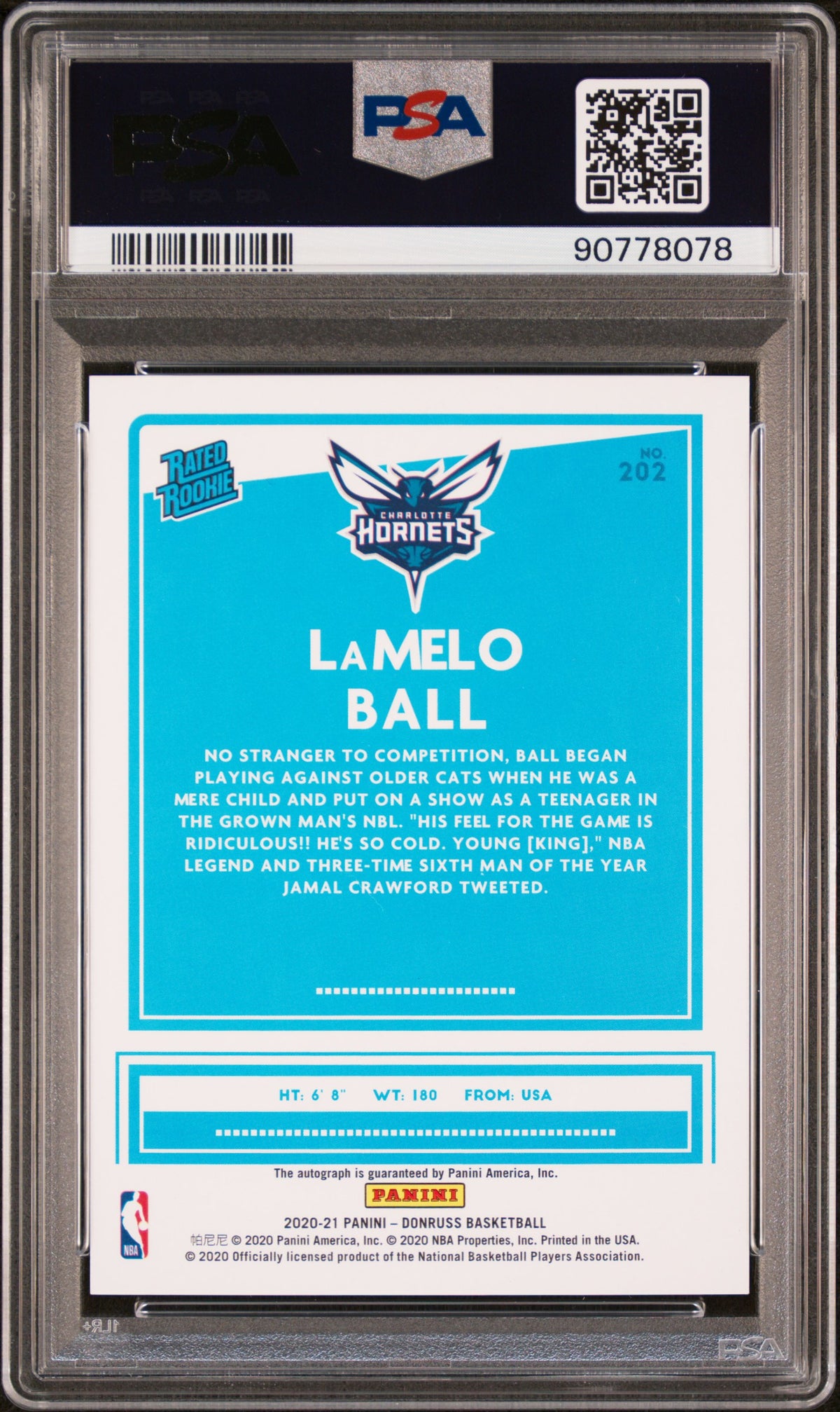 Lamelo Ball 2020 Panini Donruss #202 SIG Green Yellow Laser PSA 10 Auto 10