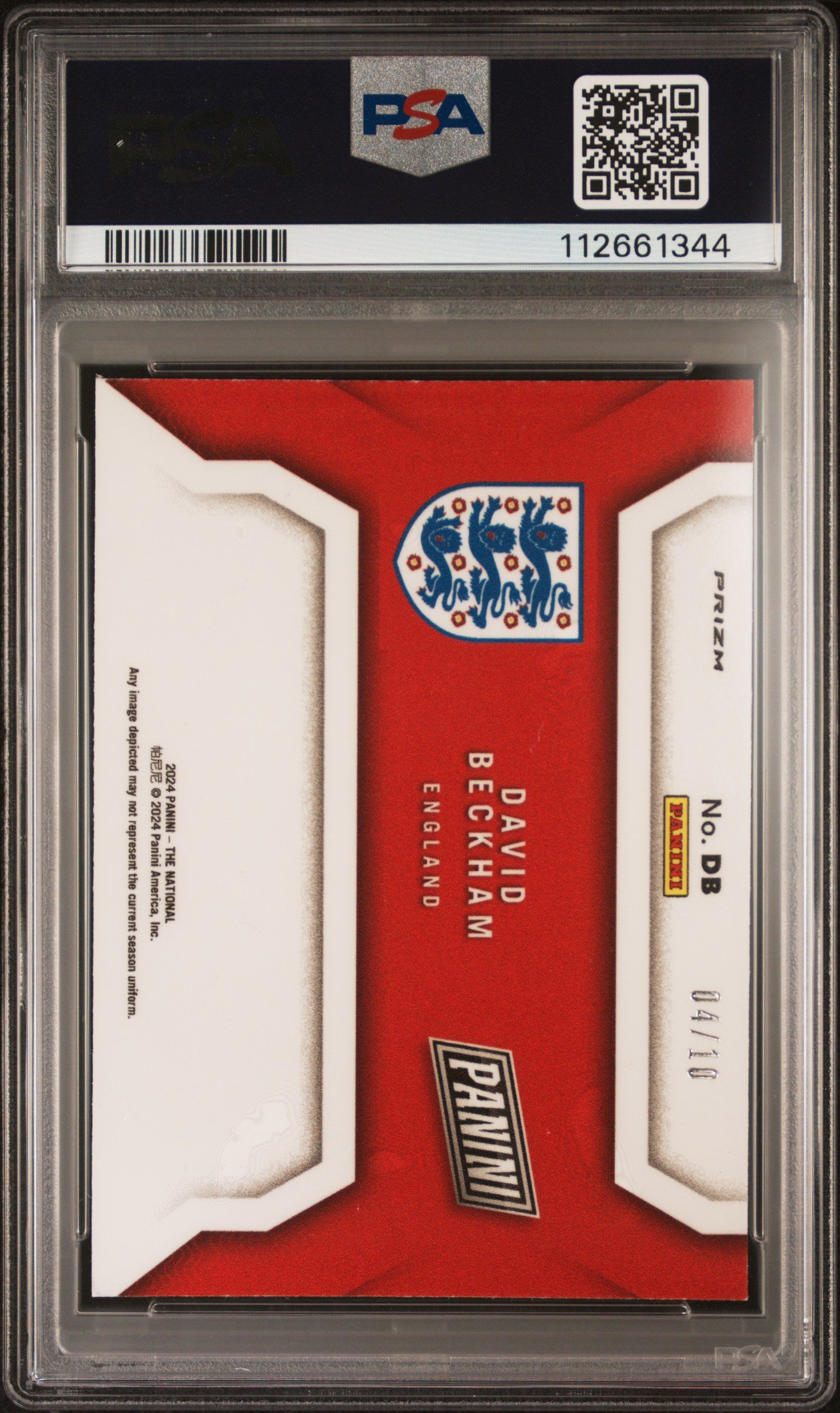 David Beckham 2024 Panini National  Vip Gold Color Blast #DB Silver /10 PSA 9
