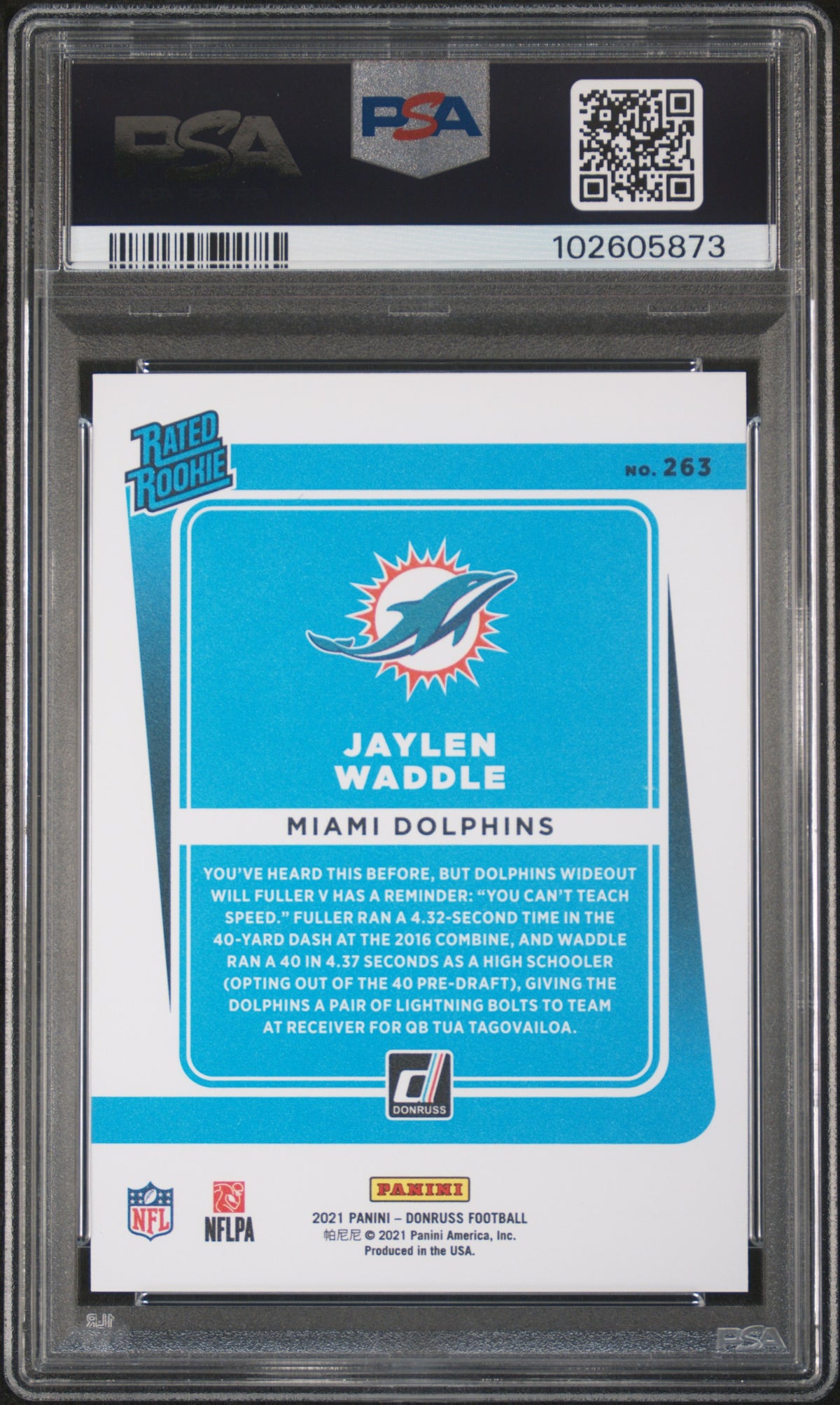 Jaylen Waddle 2021 Panini Donruss #263 Press Proof Premium PSA 10