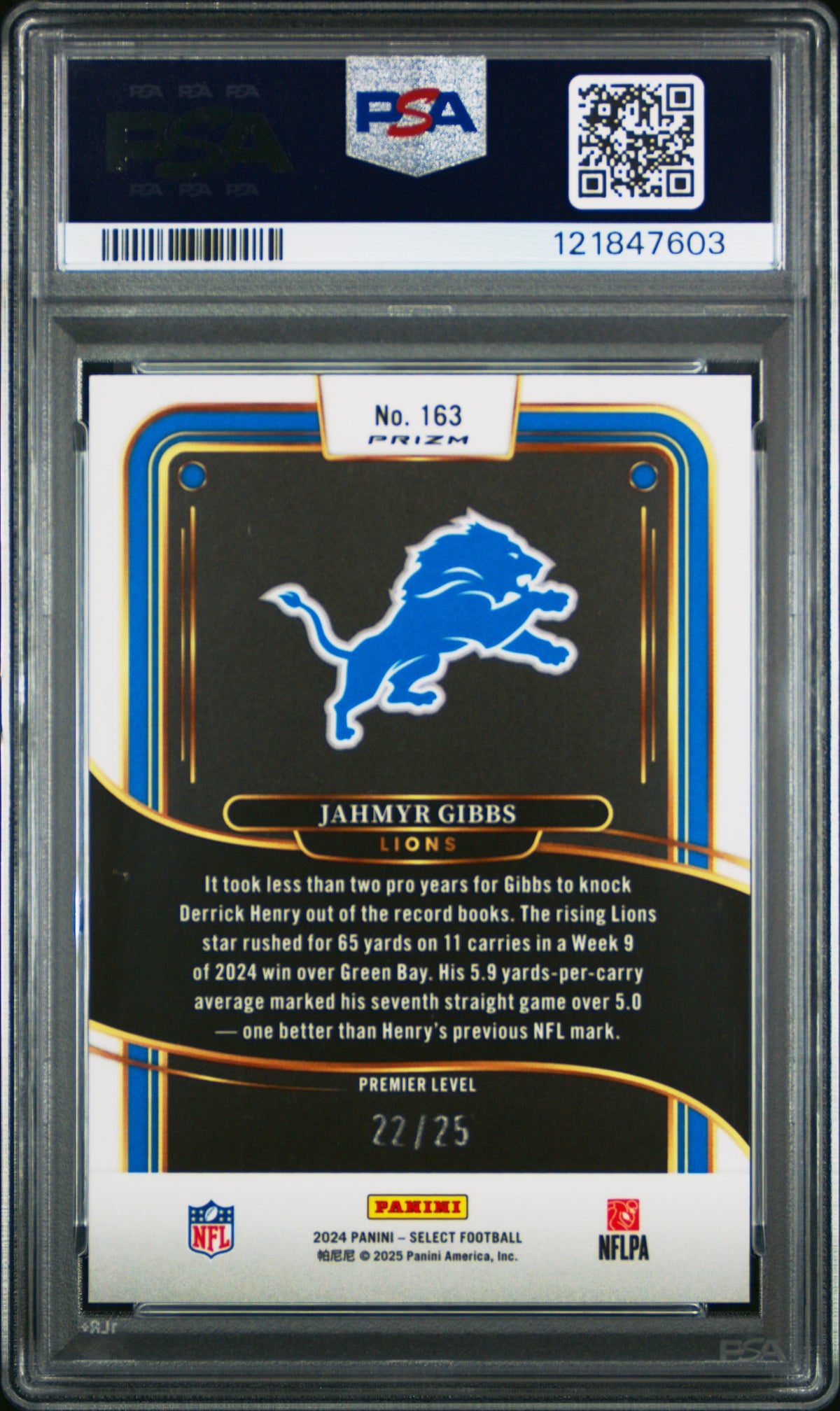 Jahmyr Gibbs 2024 Panini Select #163 Tie Dye Prizm PSA 9