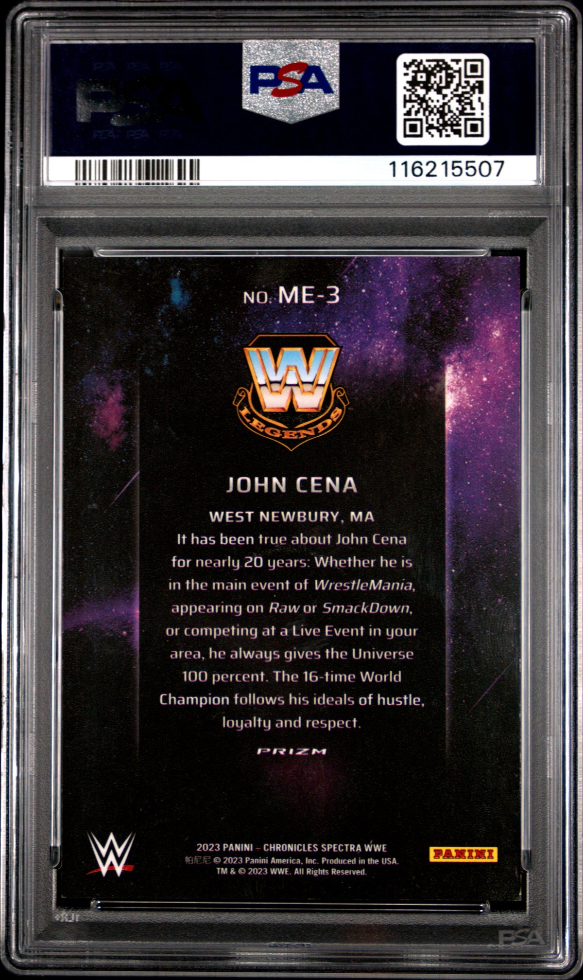 John Cena 2023 Panini Chronicles WWE Main Event #ME3 PSA 9