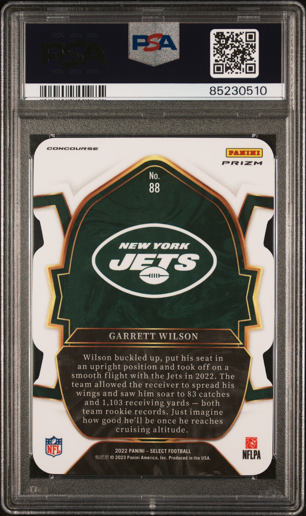 Garrett Wilson 2022 Panini Select #88 Die Cut Zebra Prizm PSA 10