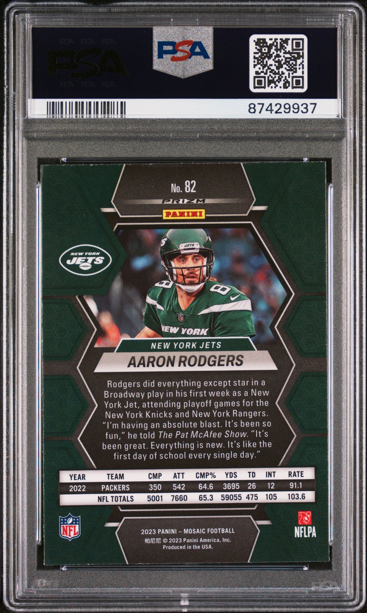 Aaron Rodgers 2023 Panini Mosaic #82 Genesis PSA 10