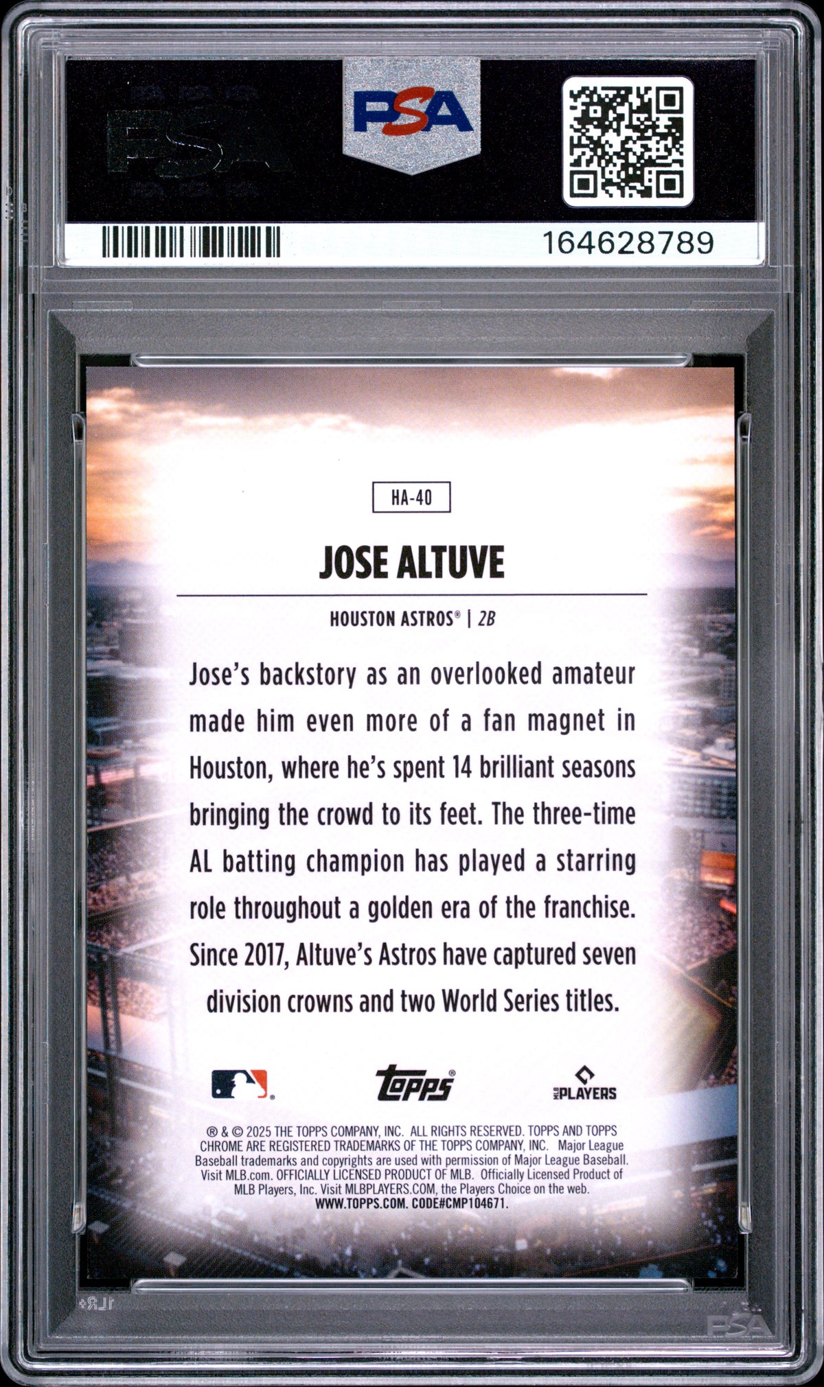 Jose Altuve 2025 Topps Chrome Home Field Advantage #HA40 PSA 10