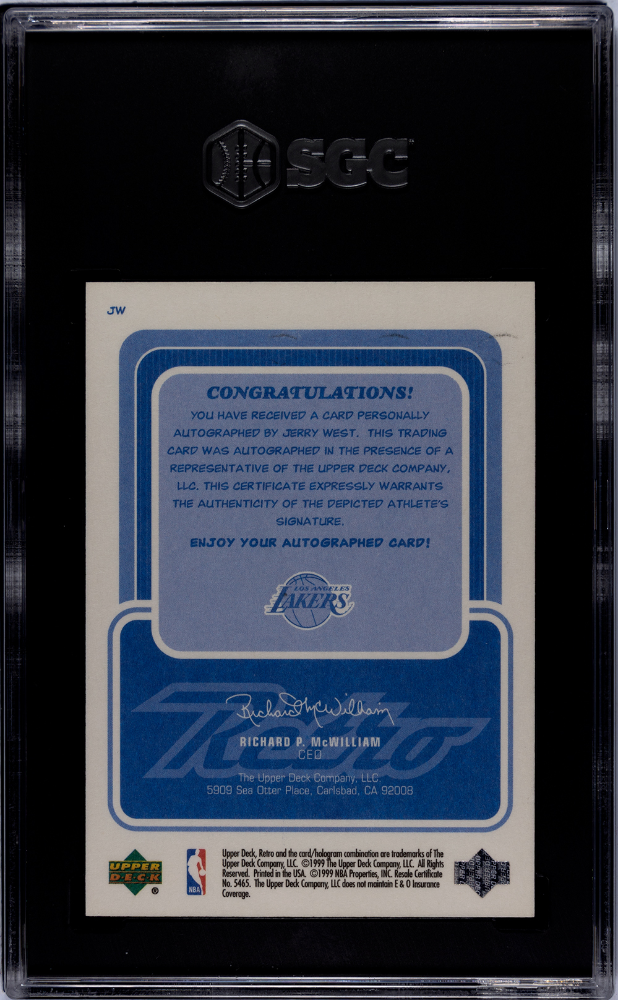 Jerry West 1999 Upper Deck Retro #JW Inkredible SGC 9