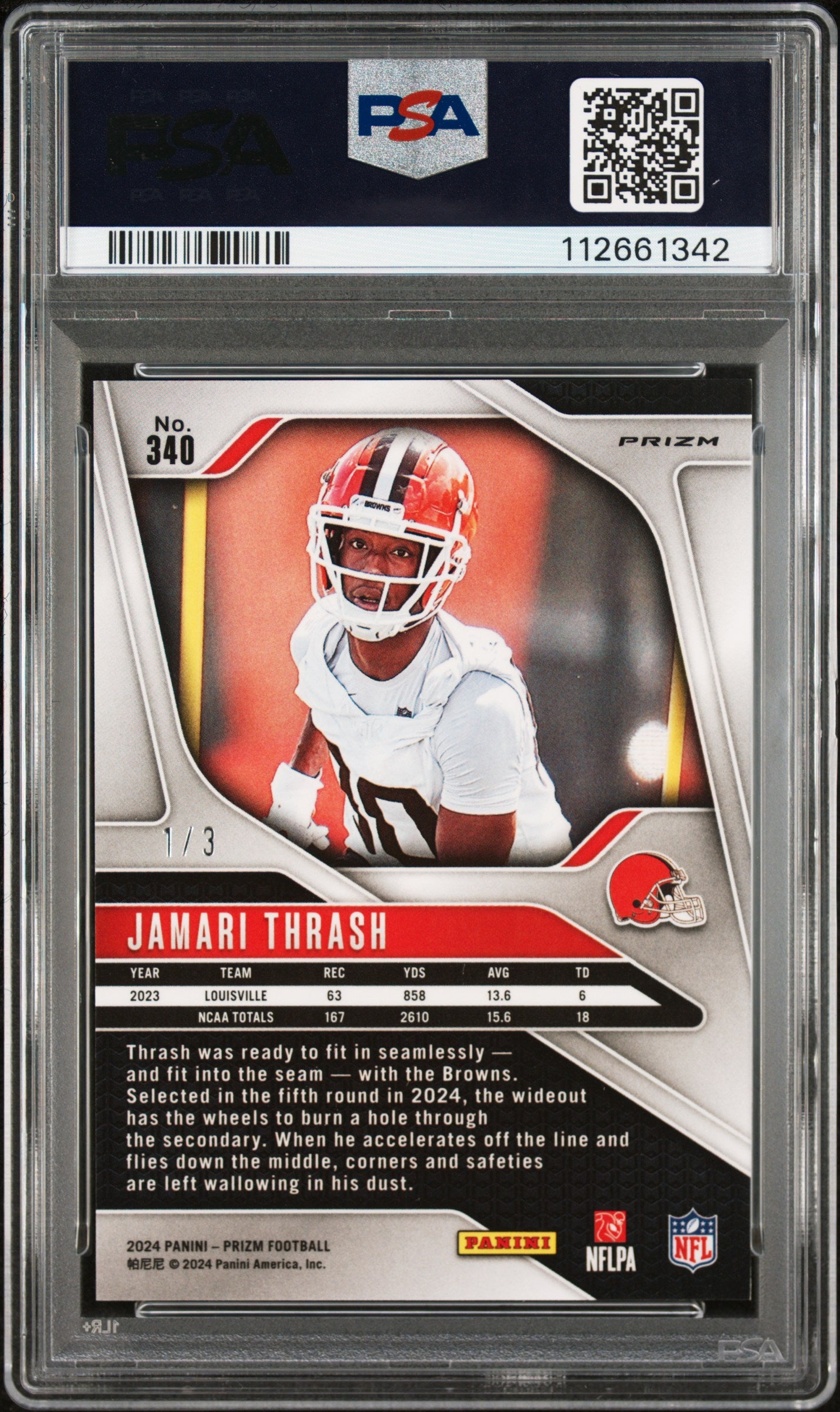 Jamari Thrash 2024 Panini Prizm #340 White Knight RC SSP /3 PSA 9