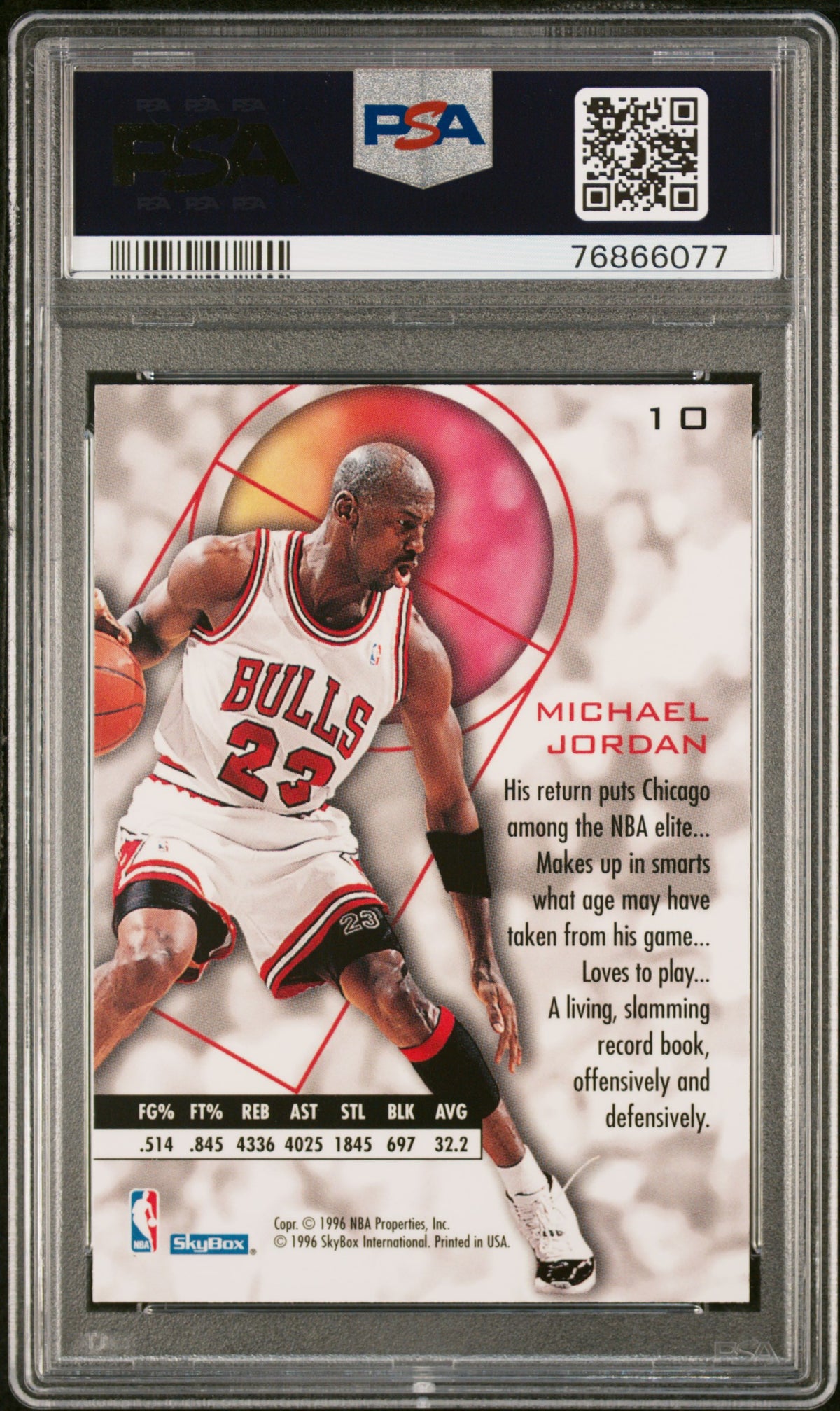 Michael Jordan 1995 Skybox E-XL #10 PSA 10