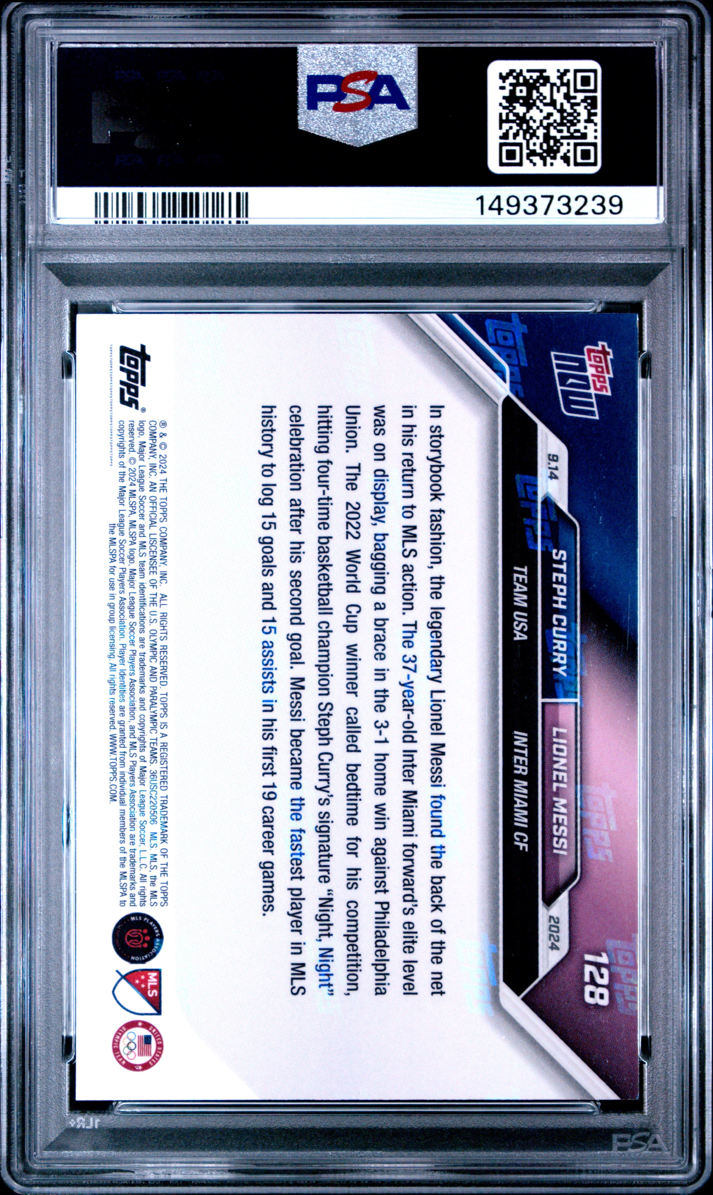 Curry Messi 2024 Topps Now MLS #128 PSA 10