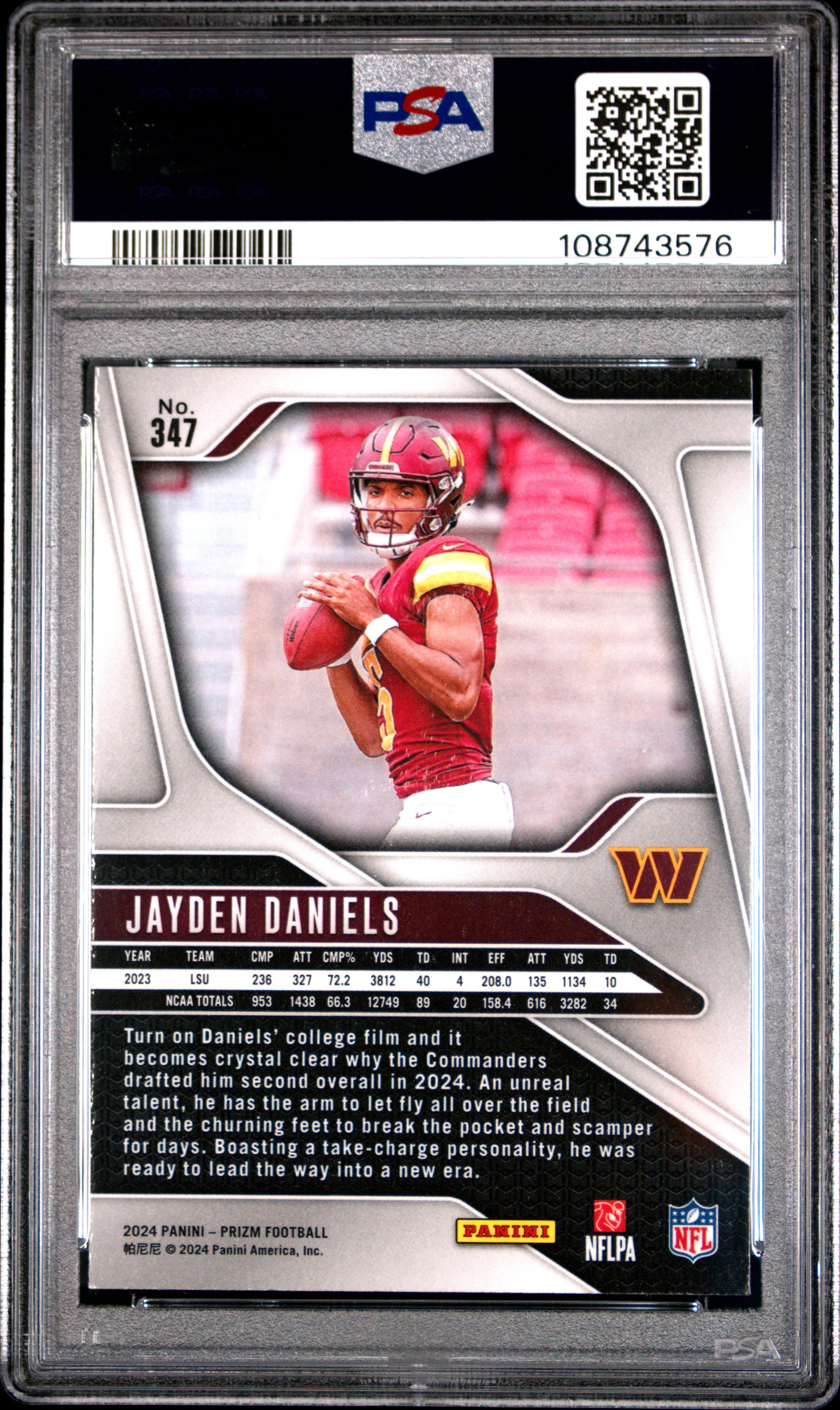Jayden Daniels 2024 Panini Prizm #347 PSA 10