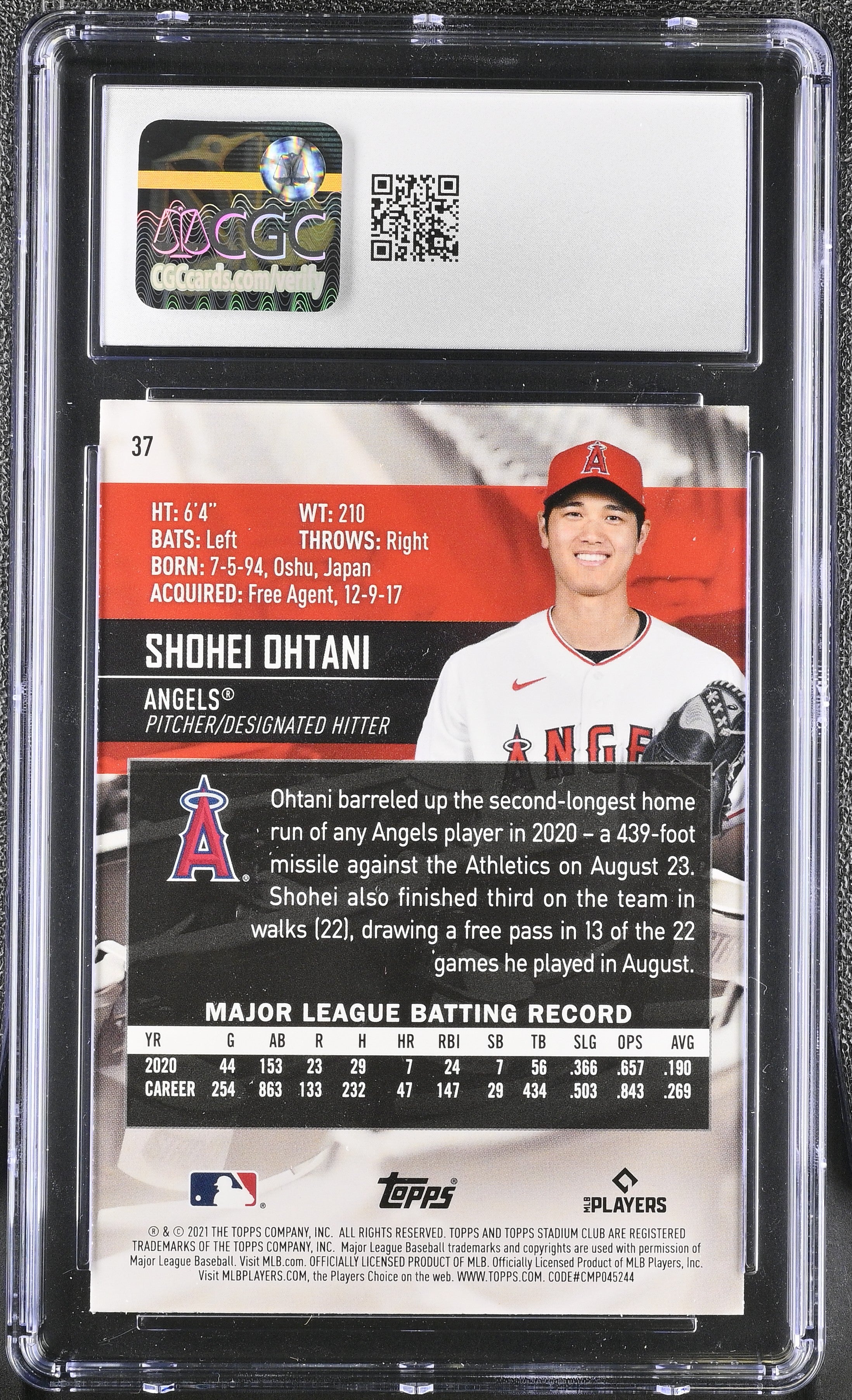 Shohei Ohtani 2021 Stadium Club #37 CGC 9
