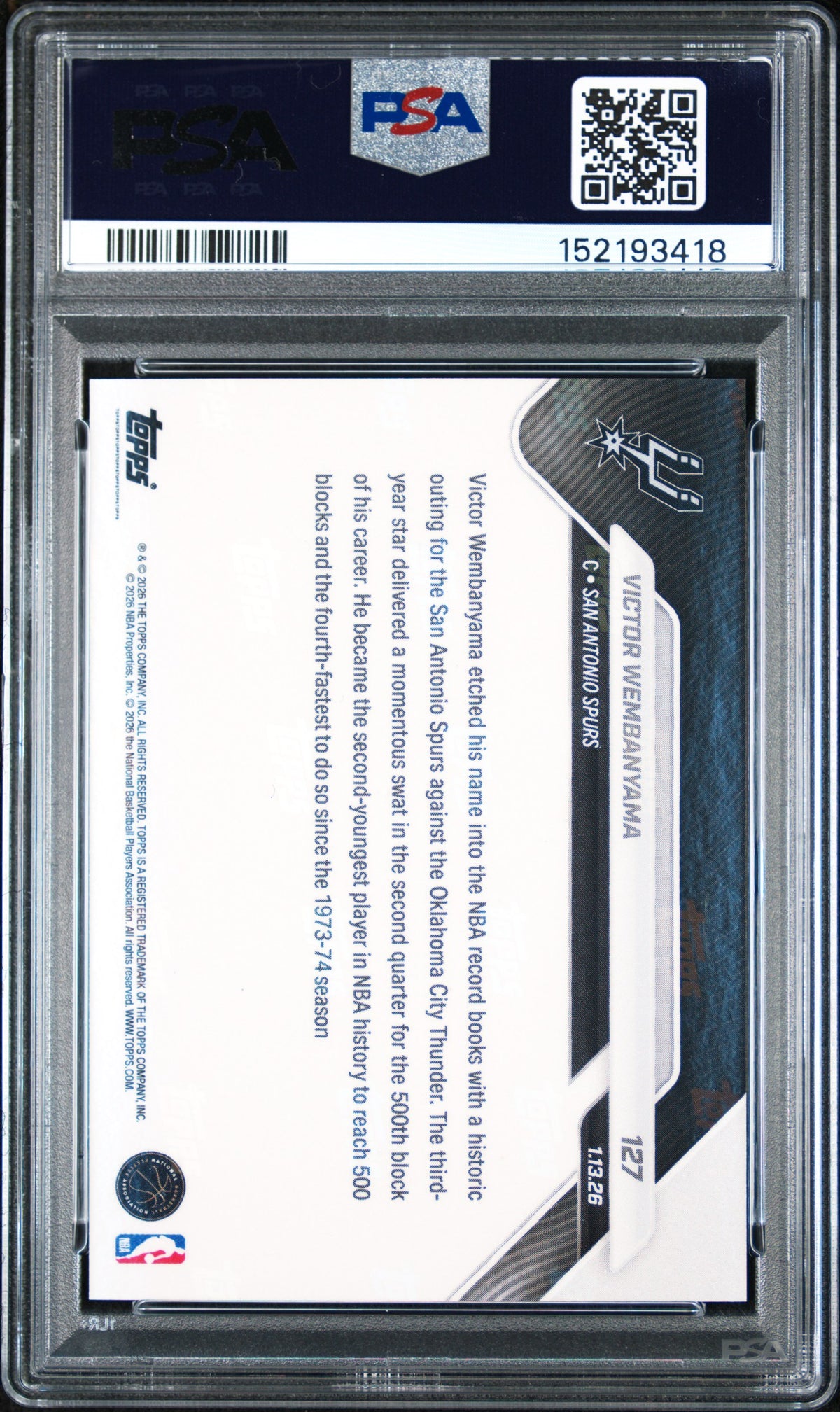 Victor Wembanyama 2025 Topps Now #127 PSA 10