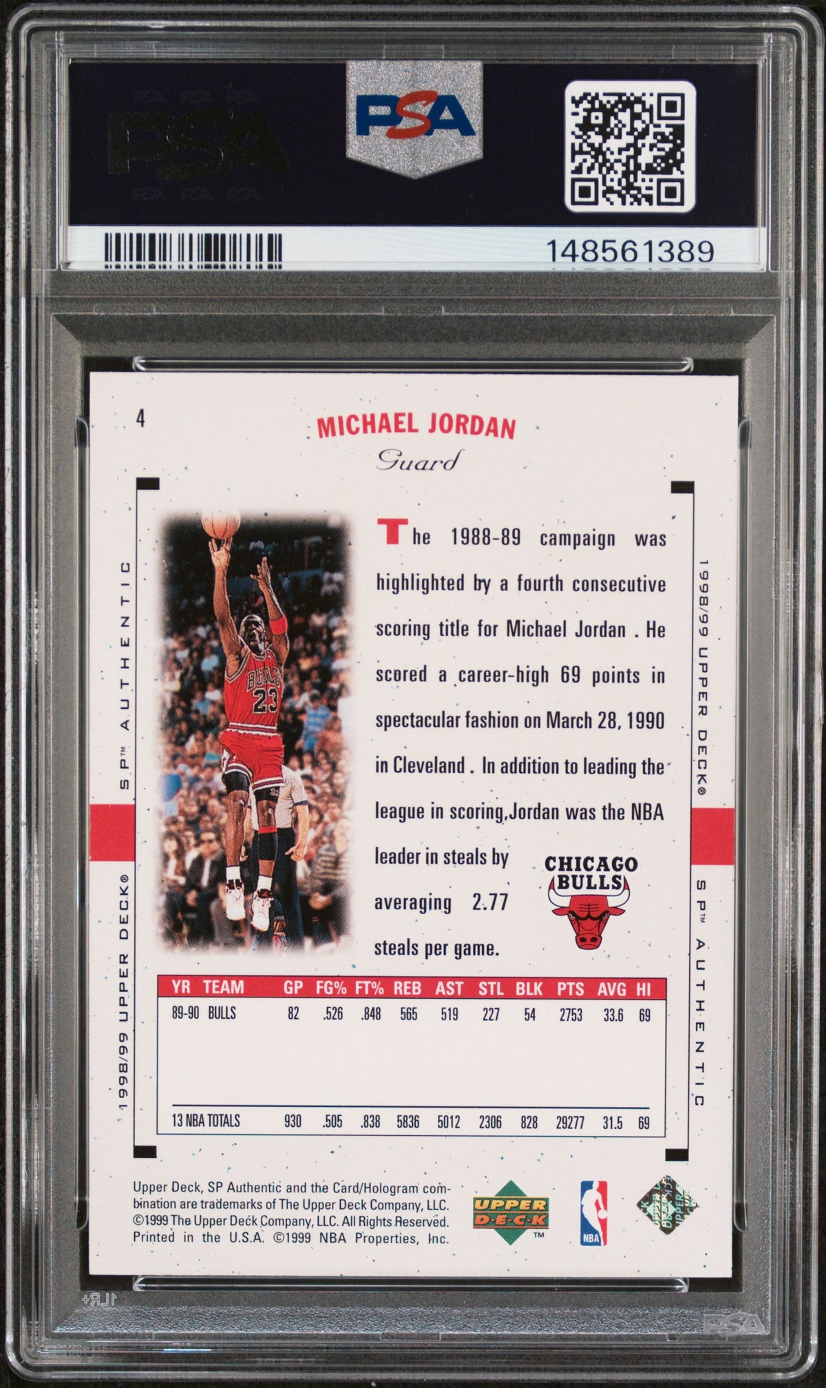 Michael Jordan 1998 SP Authentic #4 PSA 9