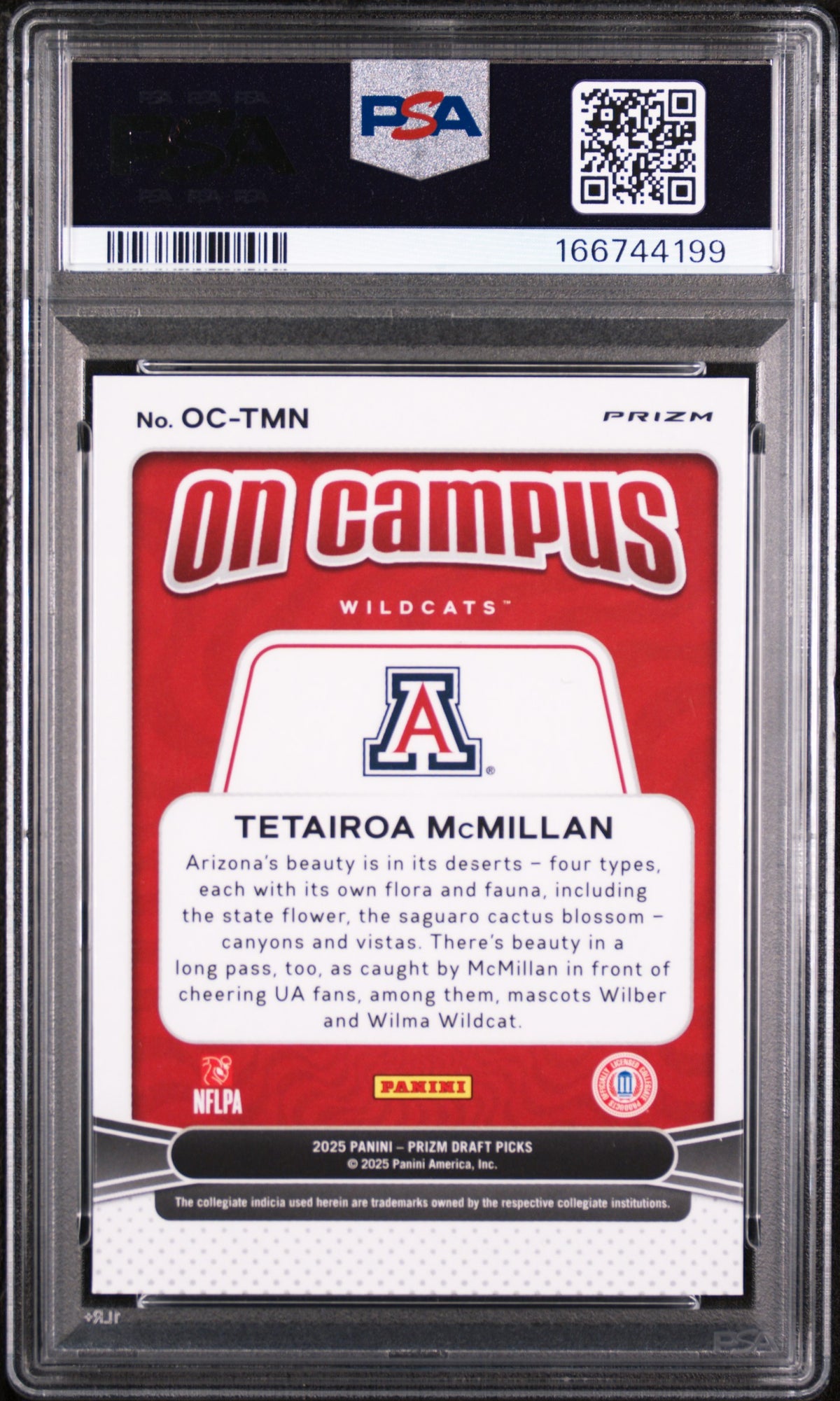 Tetairoa Mcmillan 2025 Panini Prizm Draft Picks On Campus #OC-TMN PSA 10
