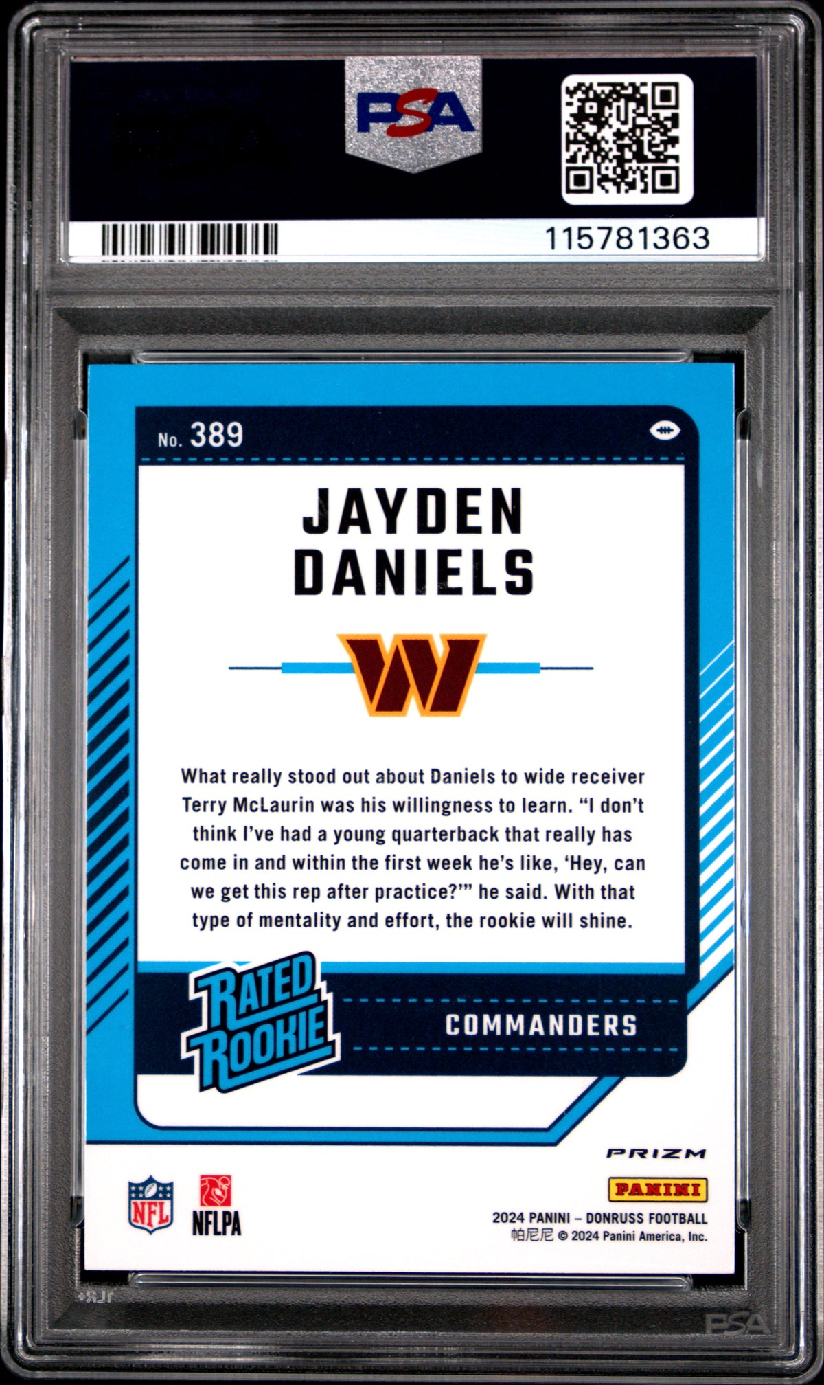 Jayden Daniels 2024 Panini Donruss #389 Optic Preview Red Pandora PSA 10