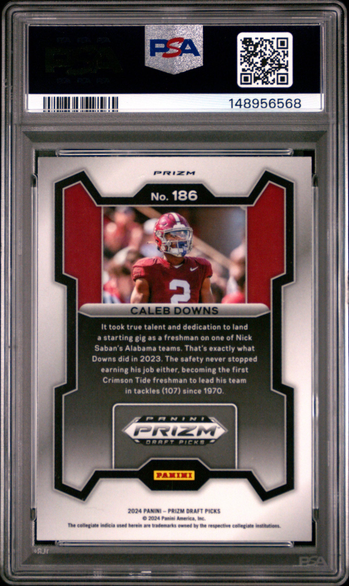 Caleb Downs 2024 Panini Prizm Draft Picks #186 Green PSA 10