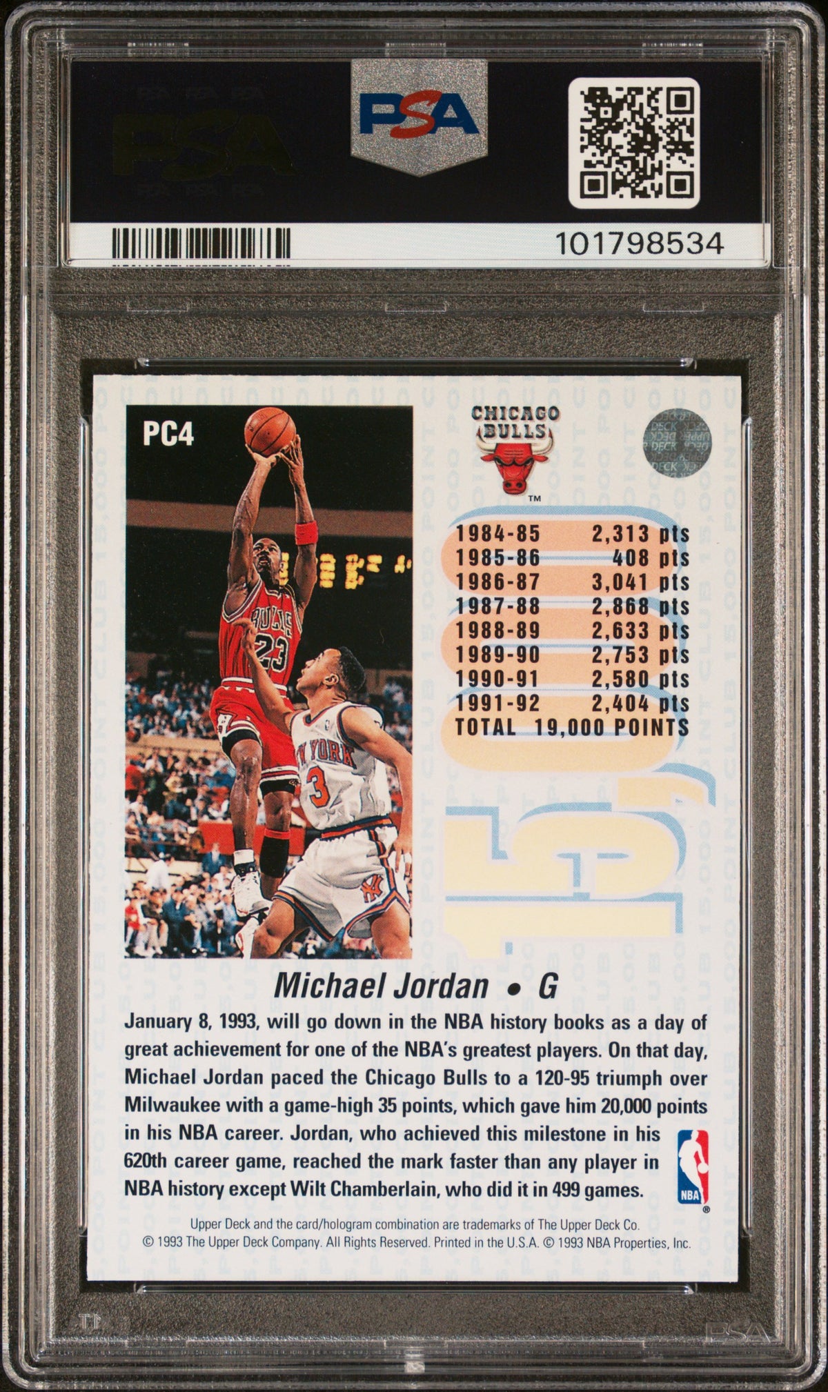 Michael Jordan 1992 Upper Deck 15,000 Point Club #PC4 PSA 9