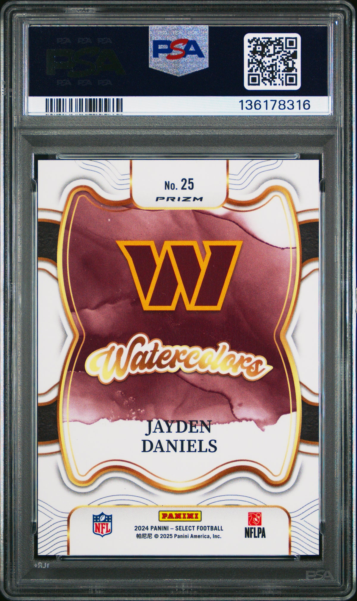 Jayden Daniels 2024 Panini Select Watercolors #25 PSA 10