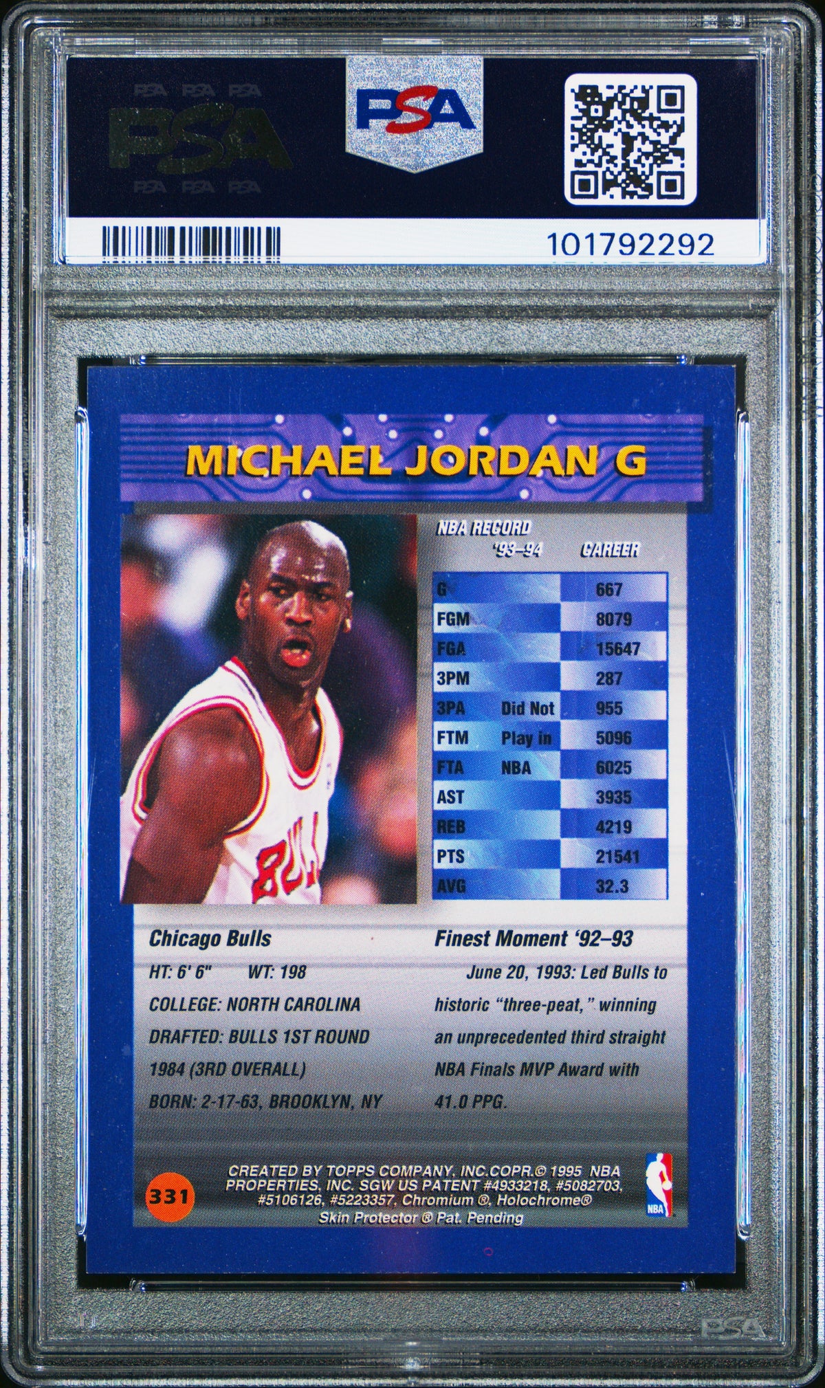 Michael Jordan 1994 Finest #331 PSA 9