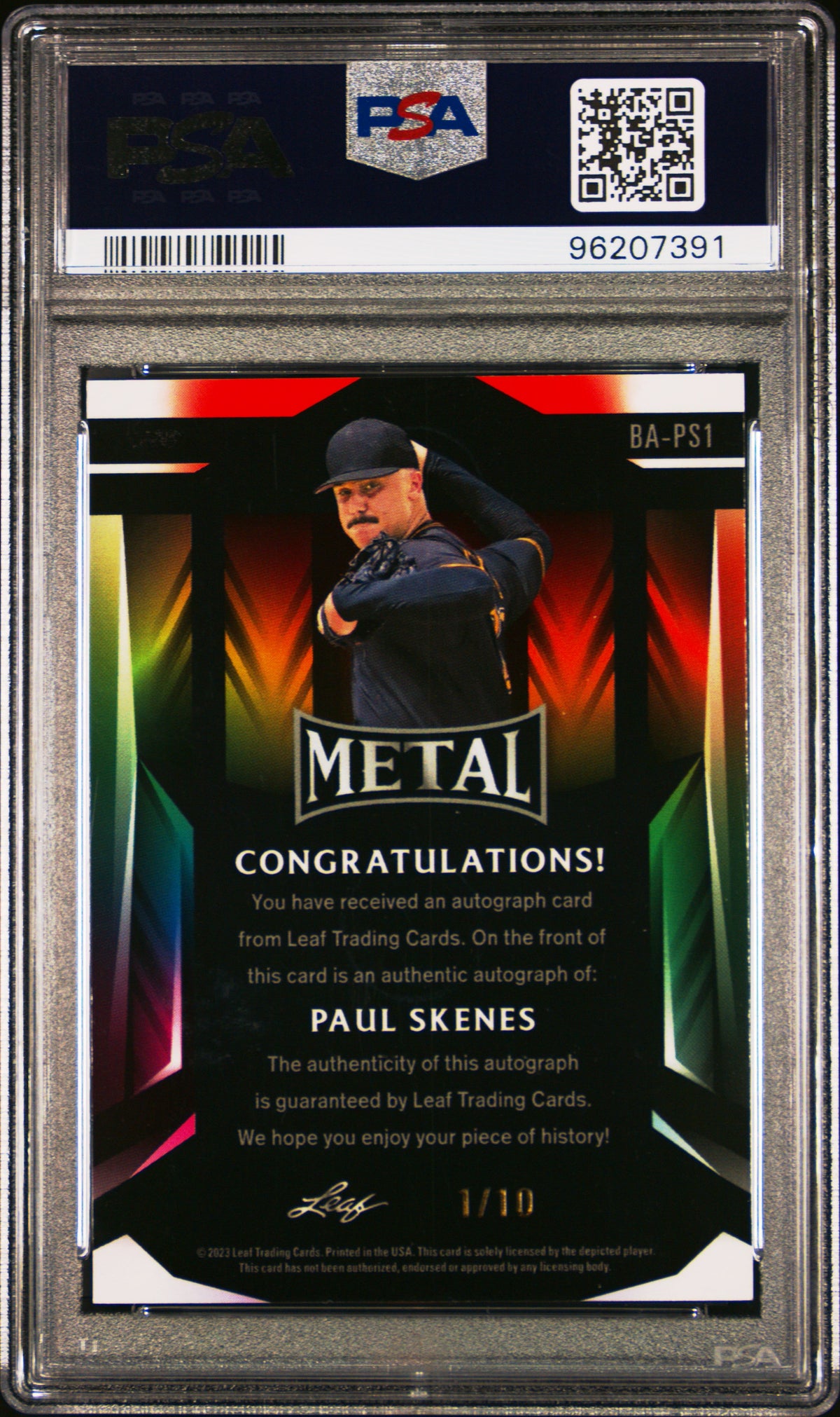 Paul Skenes 2023 Leaf Metal Autographs #BAPS1 Silver PSA 9