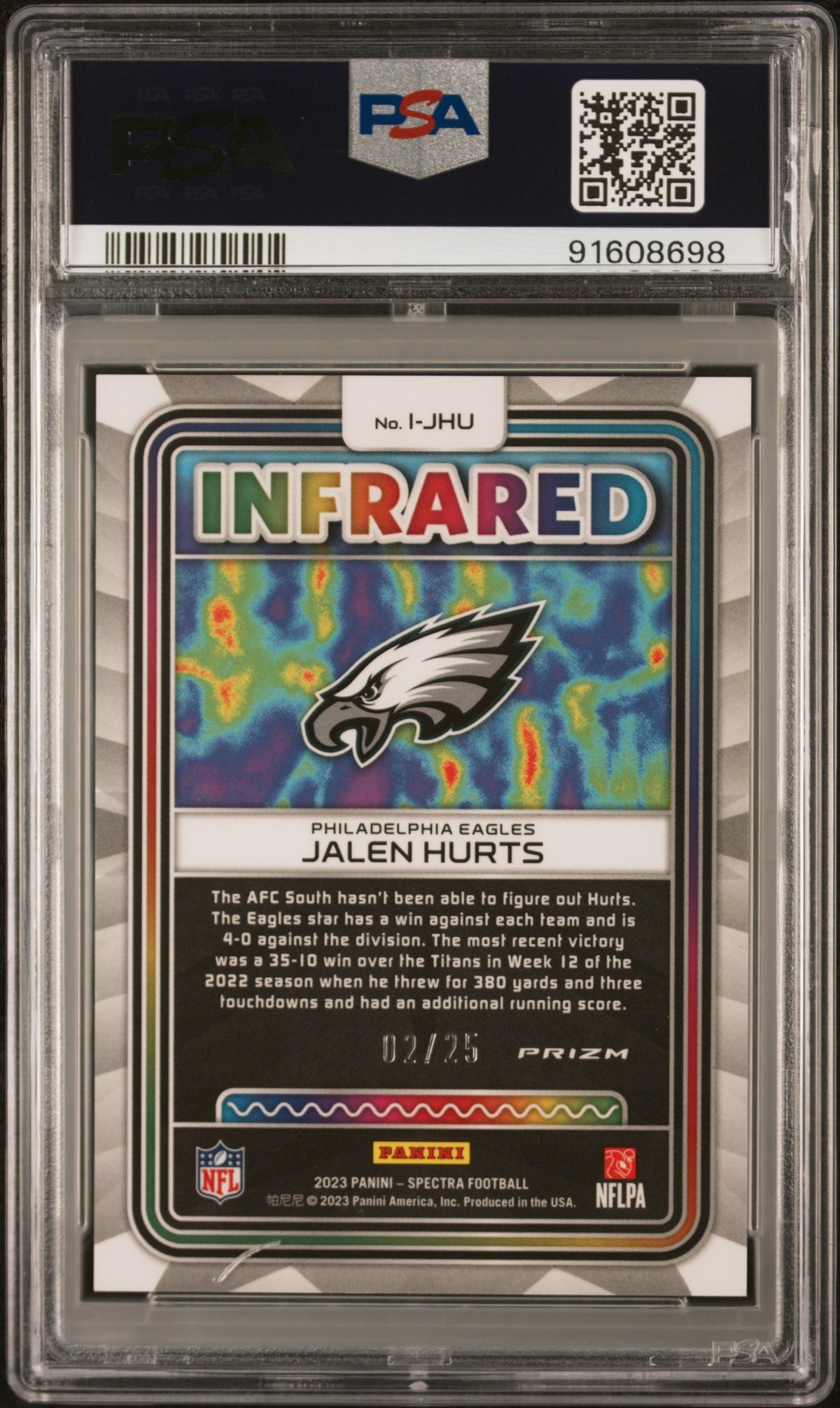 Jalen Hurts 2023 Panini Spectra Infrared #IJHU Meta PSA 10