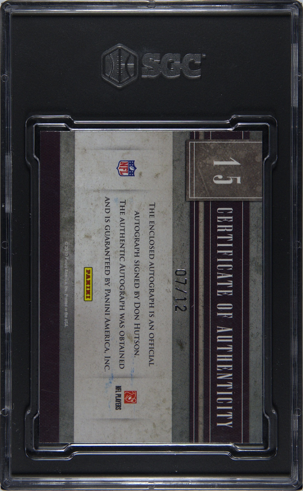 Don Hutson 2010 Panini Limited #15 Cut Autograph 12 SGC 5 Auto 10