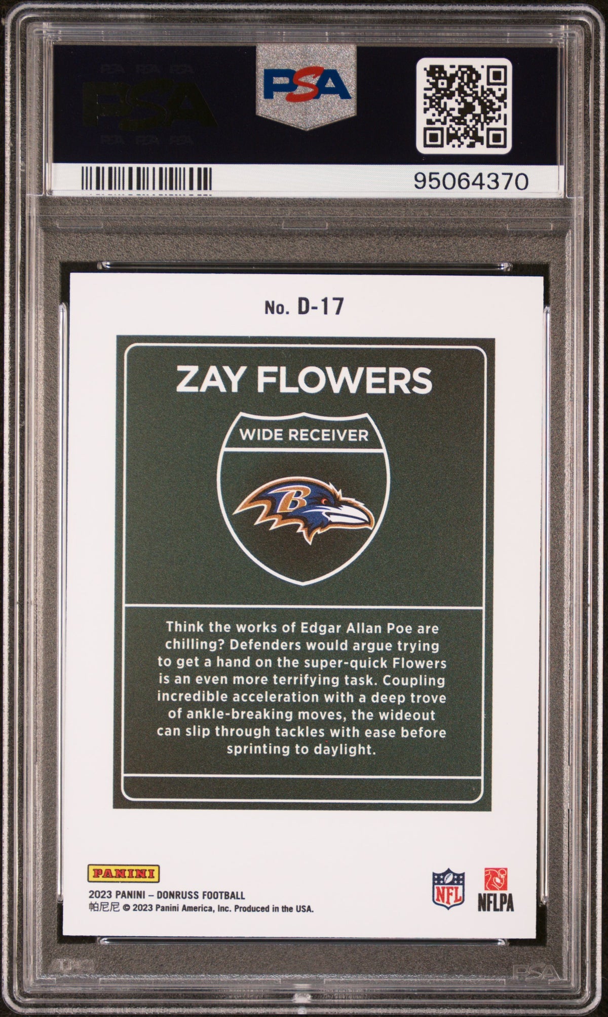 Zay Flowers 2023 Panini Donruss Downtown! #D17 PSA 10