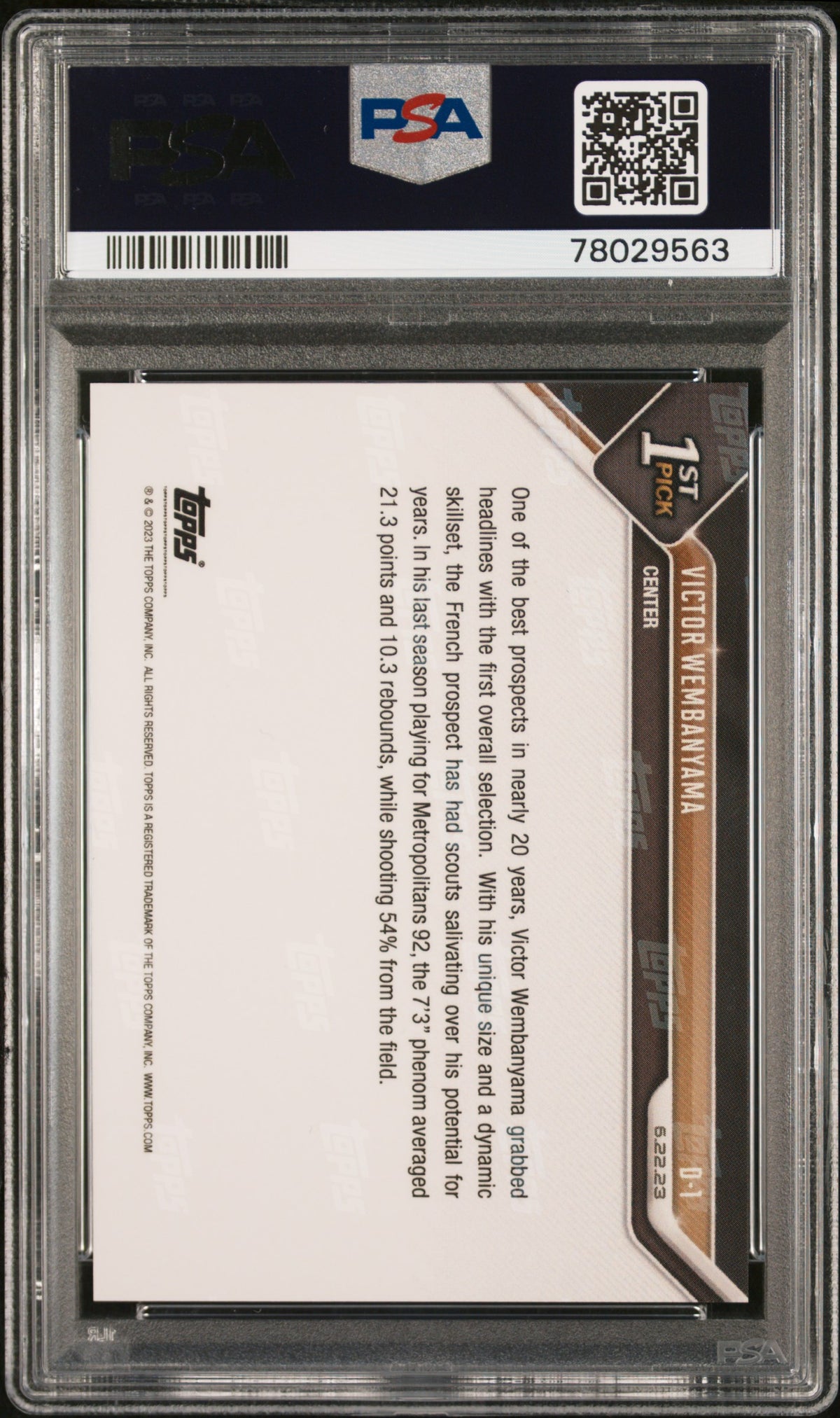 Victor Wembanyama 2023 Topps Now Draft #D1 PSA 10