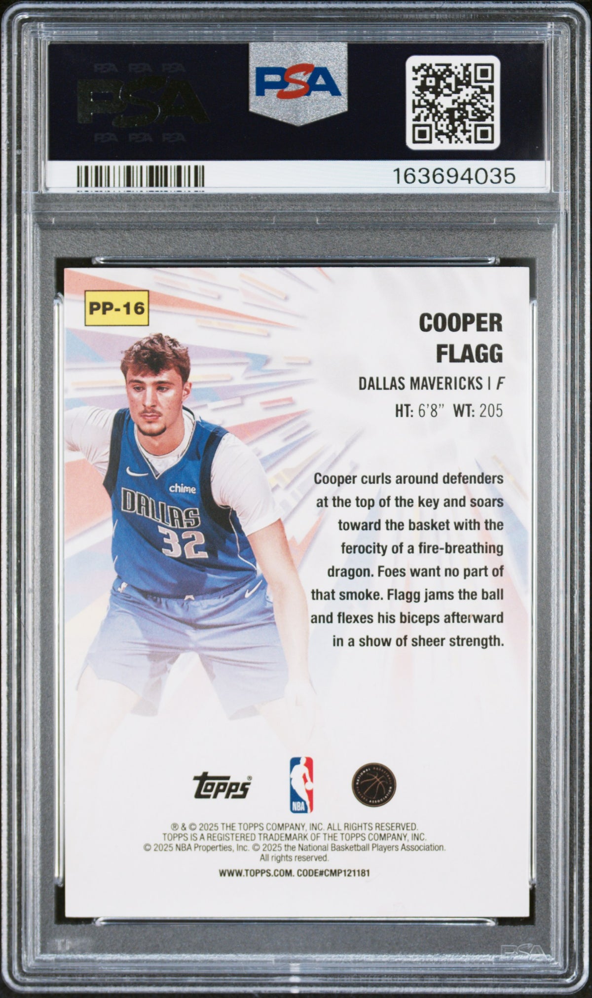 Cooper Flagg 2025 Topps Power Players #PP-16 Holo Foil PSA 10
