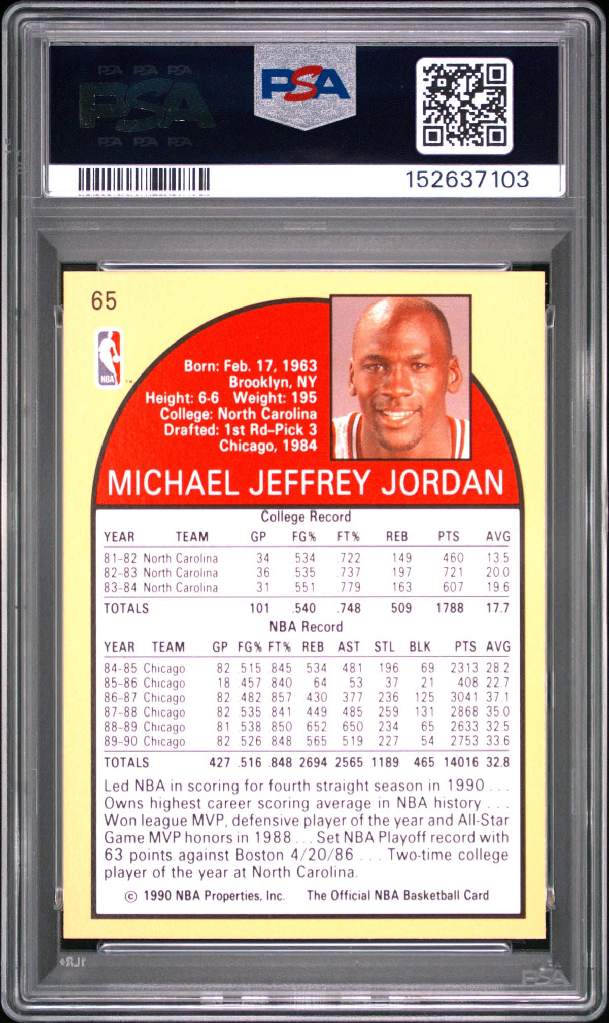 Michael Jordan 1990 Hoops #65 PSA 8