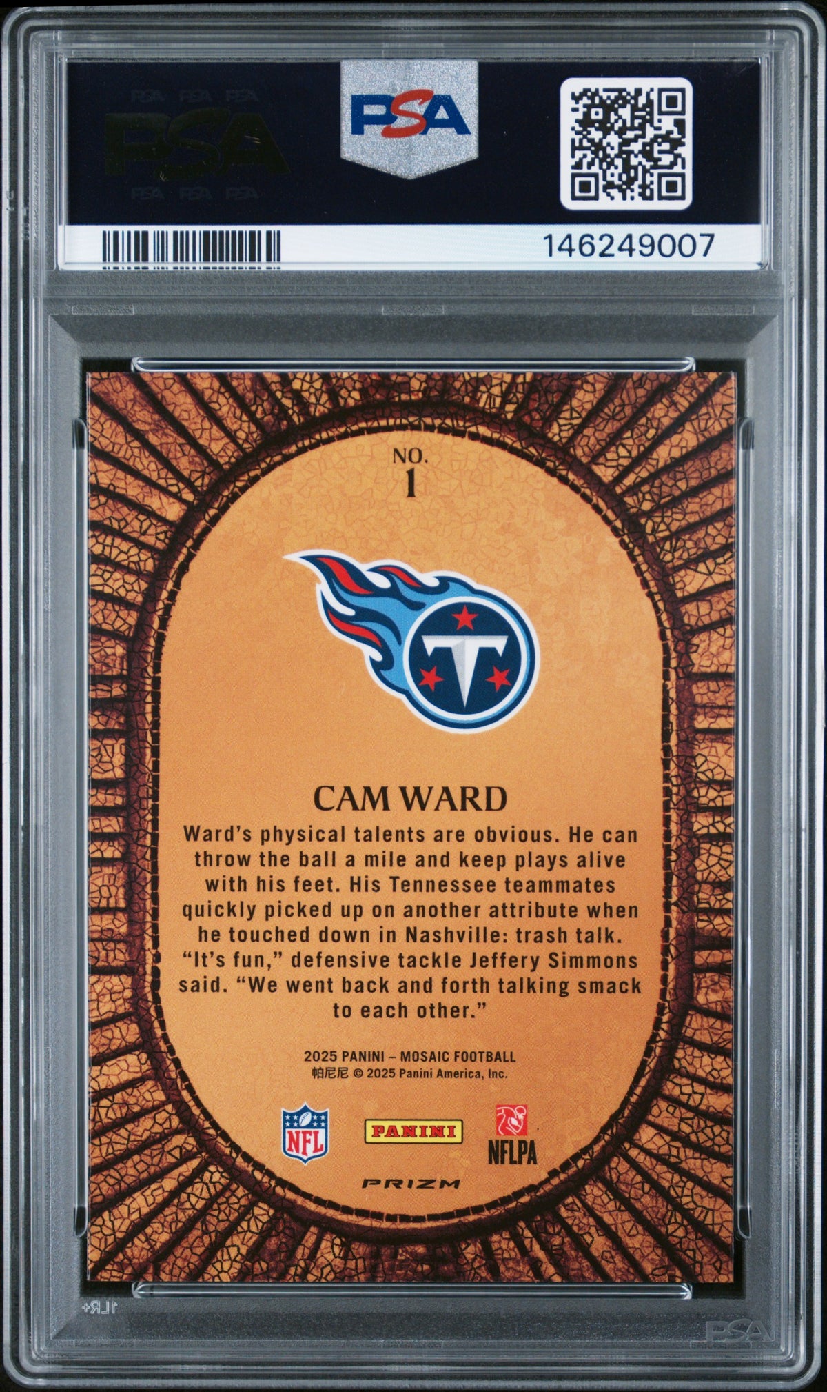 Cam Ward 2025 Panini Mosaic Micro Mosaic #1 PSA 10