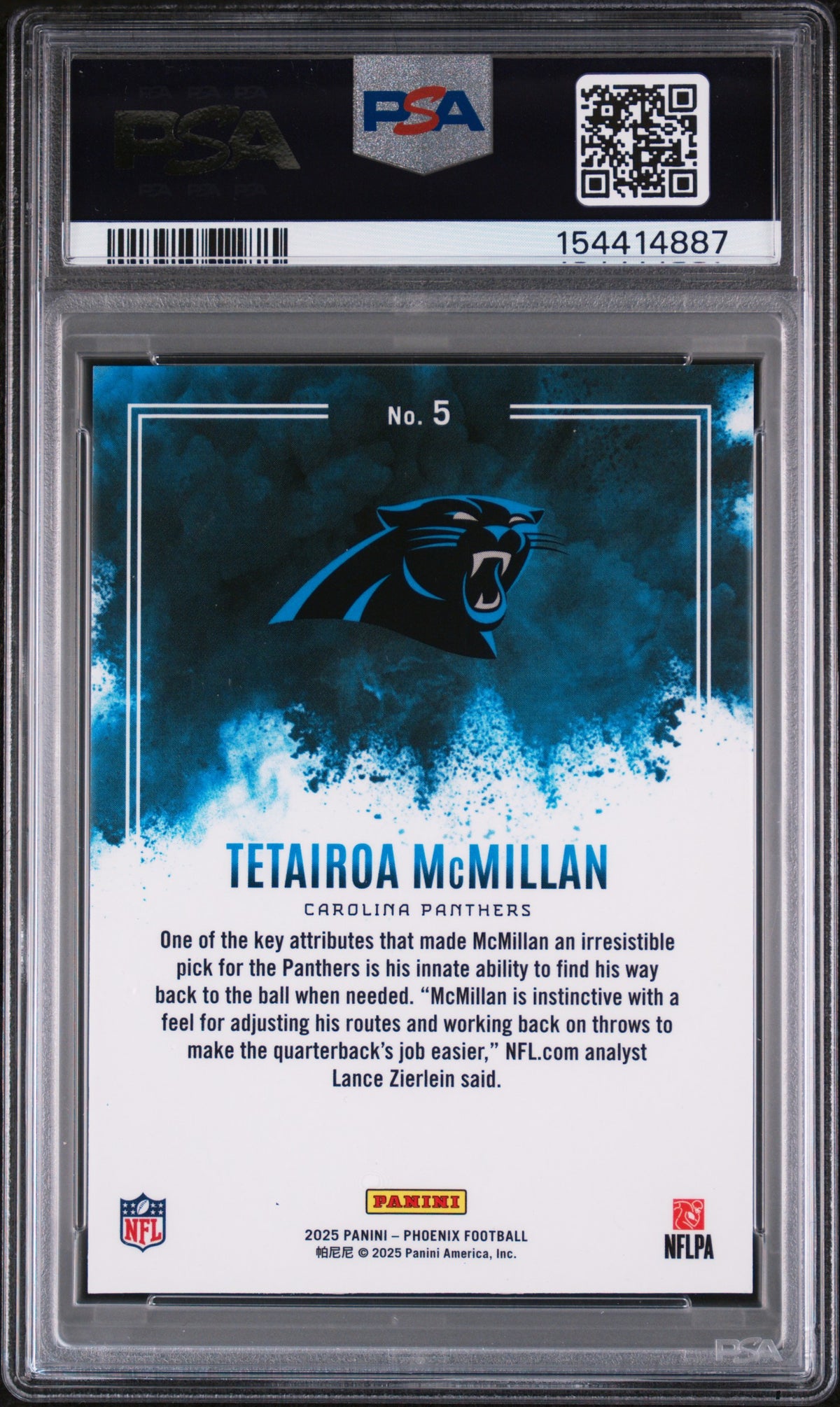 Tetairoa Mcmillan 2025 Panini Phoenix Color Blast #5 PSA 10