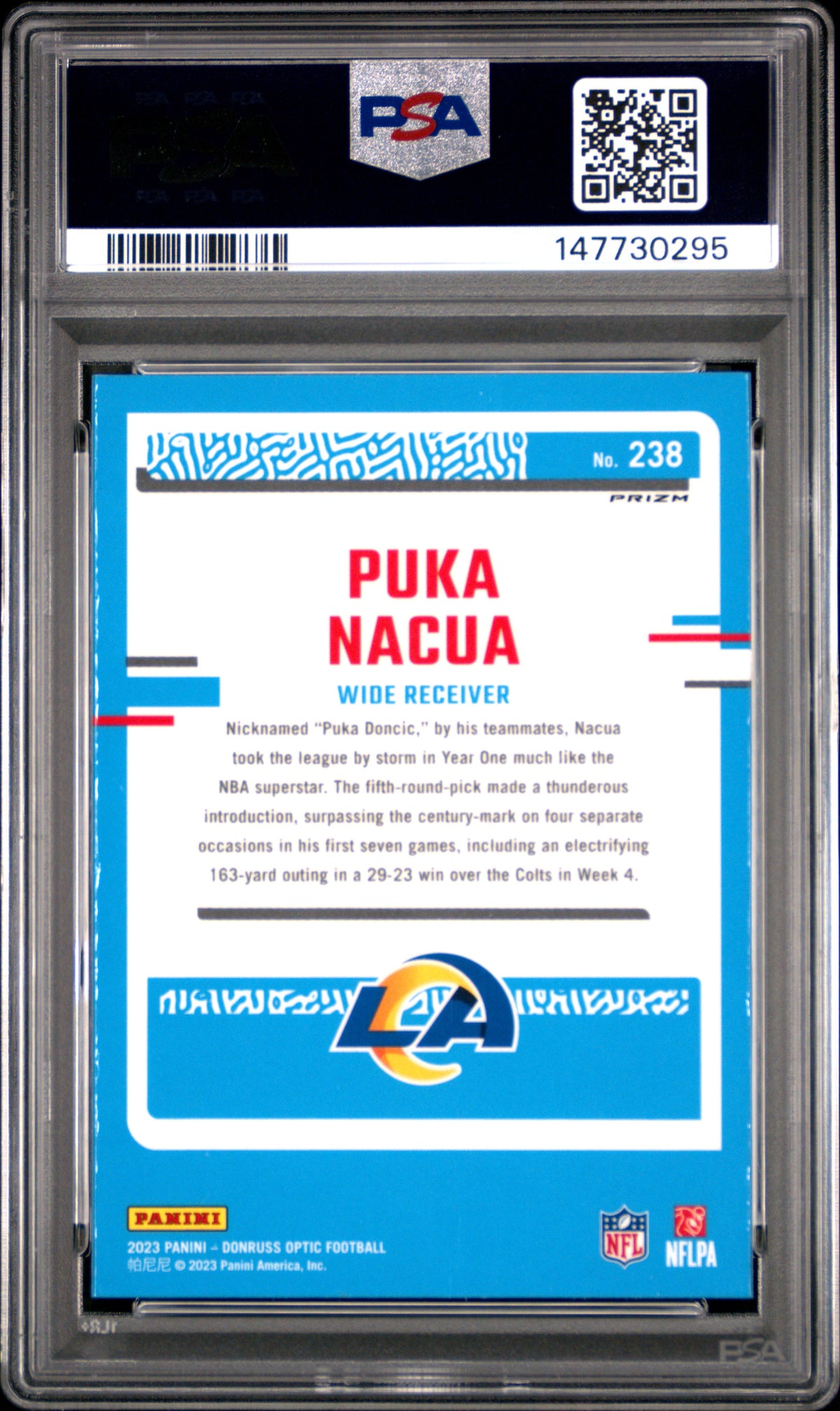 Puka Nacua 2023 Panini Donruss Optic #238 Holo PSA 10