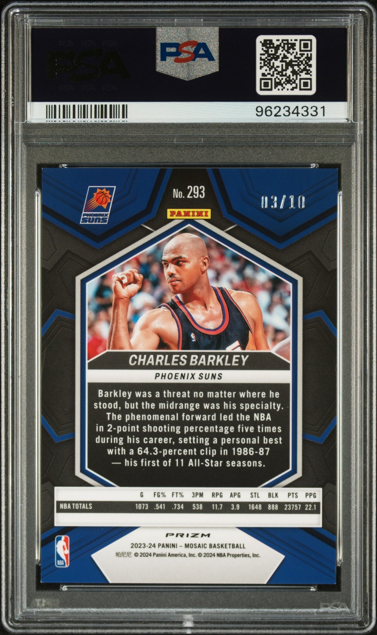 Charles Barkley 2023 Panini Mosaic #293 Gold PSA 9