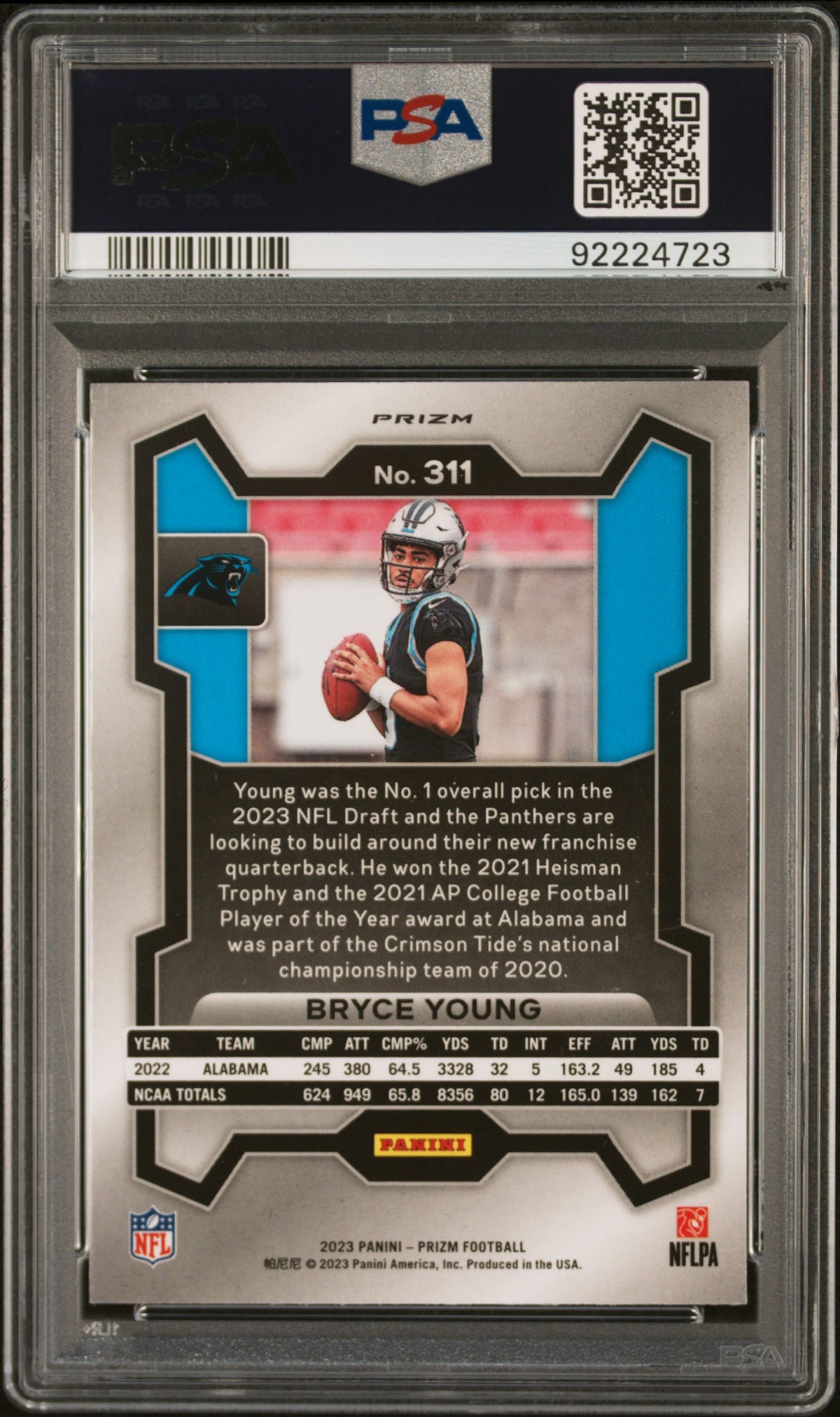 Bryce Young 2023 Panini Prizm #311 Silver PSA 10