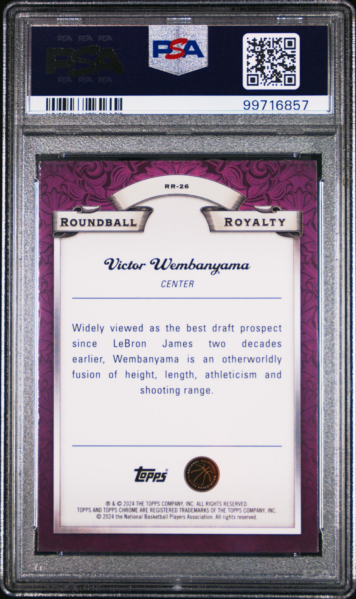 Victor Wembanyama 2023 Topps Chrome Roundball Royalty #RR26 Rndbll Blue BK Ref PSA 10
