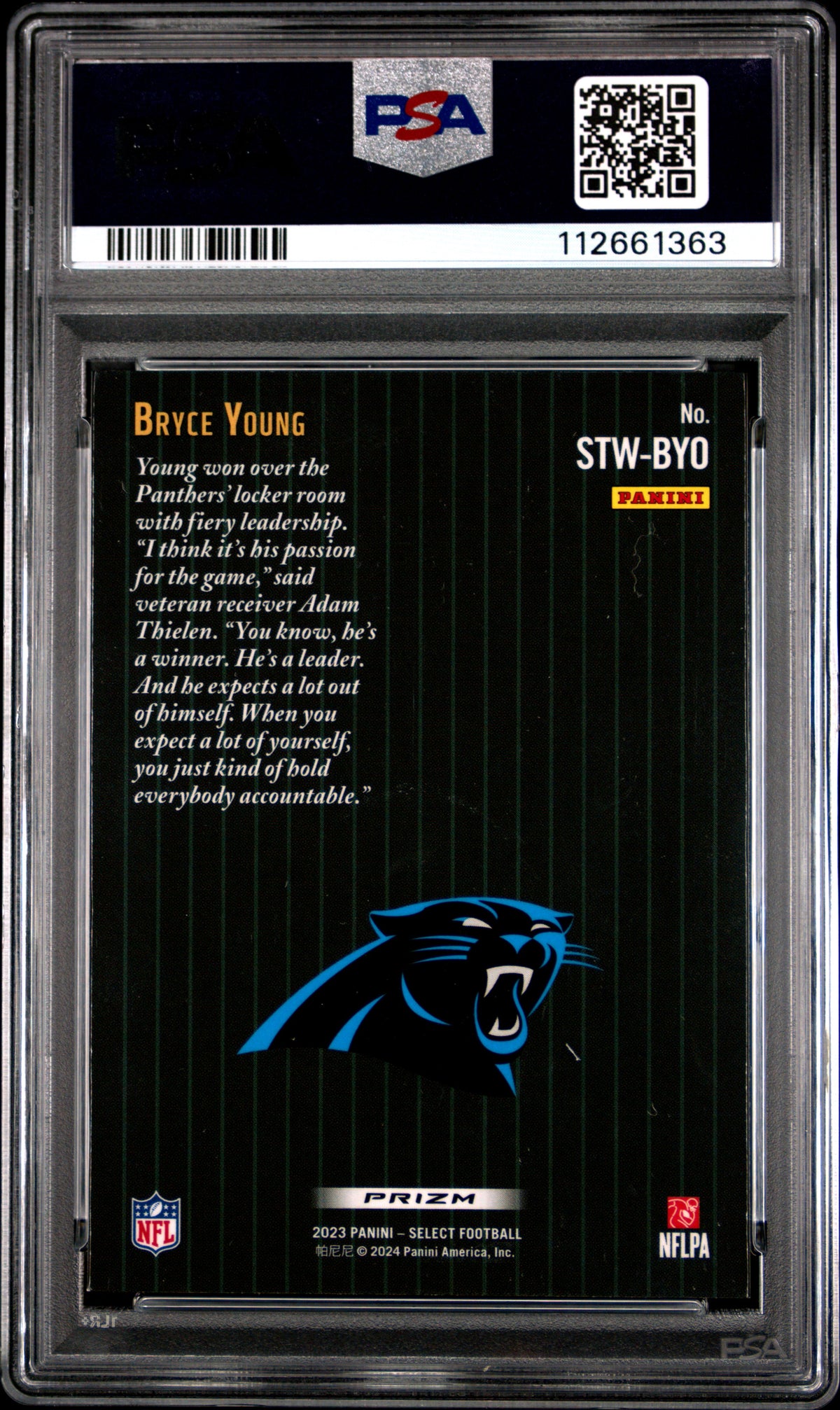 Bryce Young 2023 Panini Select Score Select Throwback #STWBYO Zebra PR PSA 10