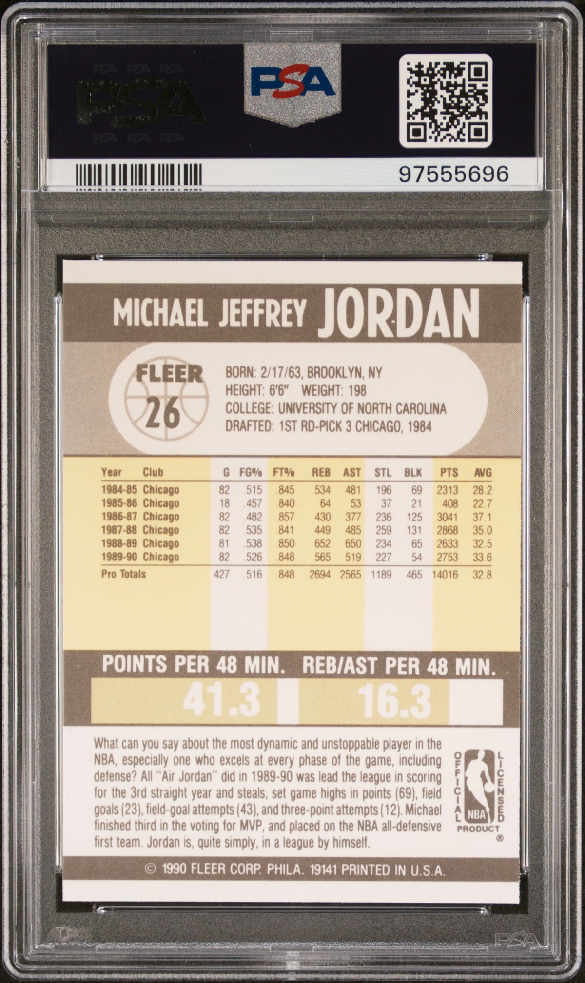 Michael Jordan 1990 Fleer #26 PSA 9