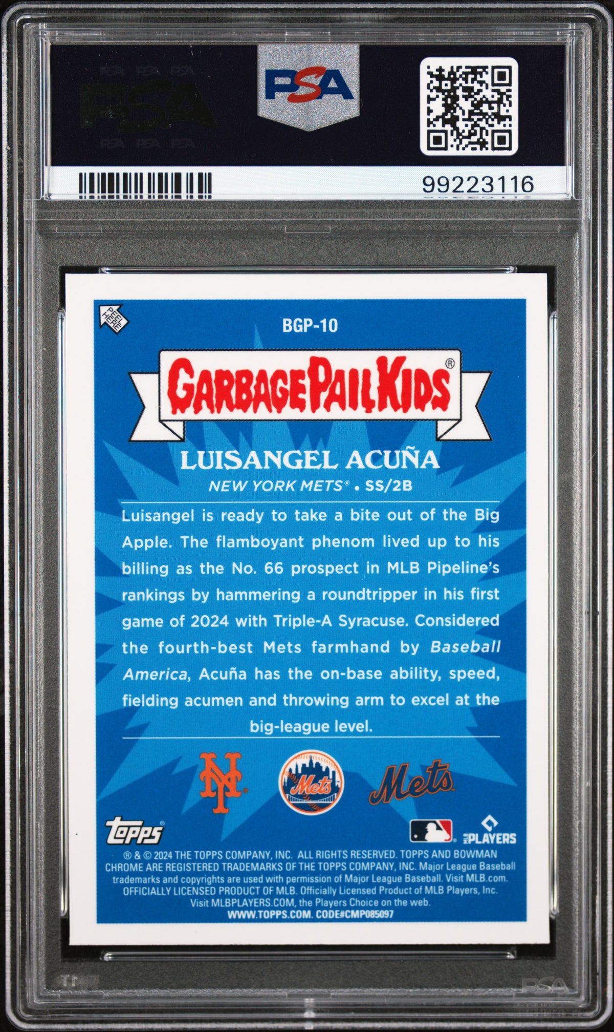 Big Apple Acuna 2024 Bowman Chrome Bowman Garbage Pail Kids #BGP10 PSA 9