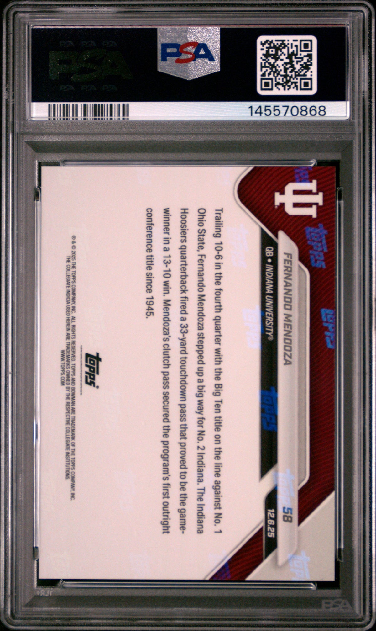 Fernando Mendoza 2025 Bowman U Now #58 PSA 10