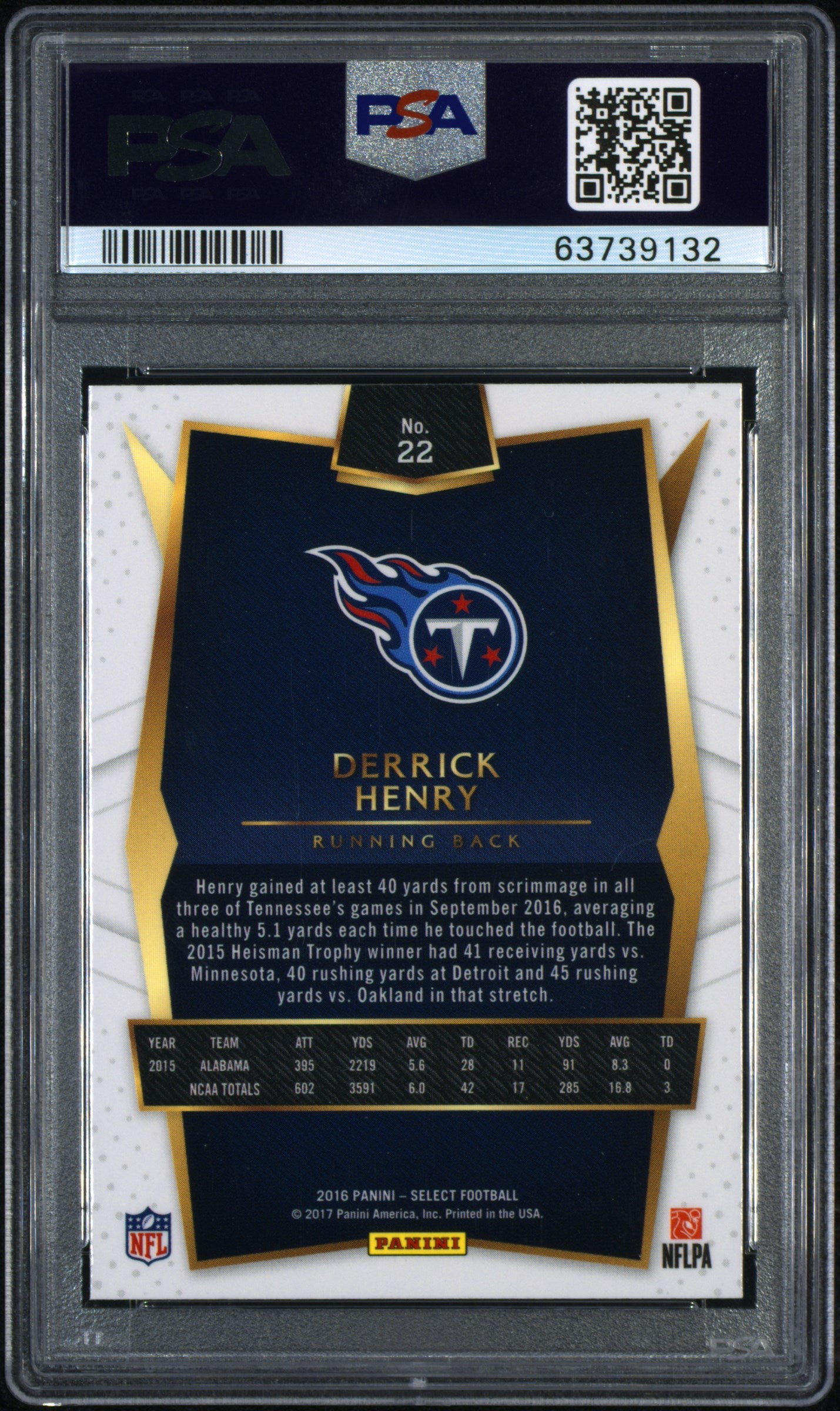 Derrick Henry 2016 Panini Select #22 PSA 10