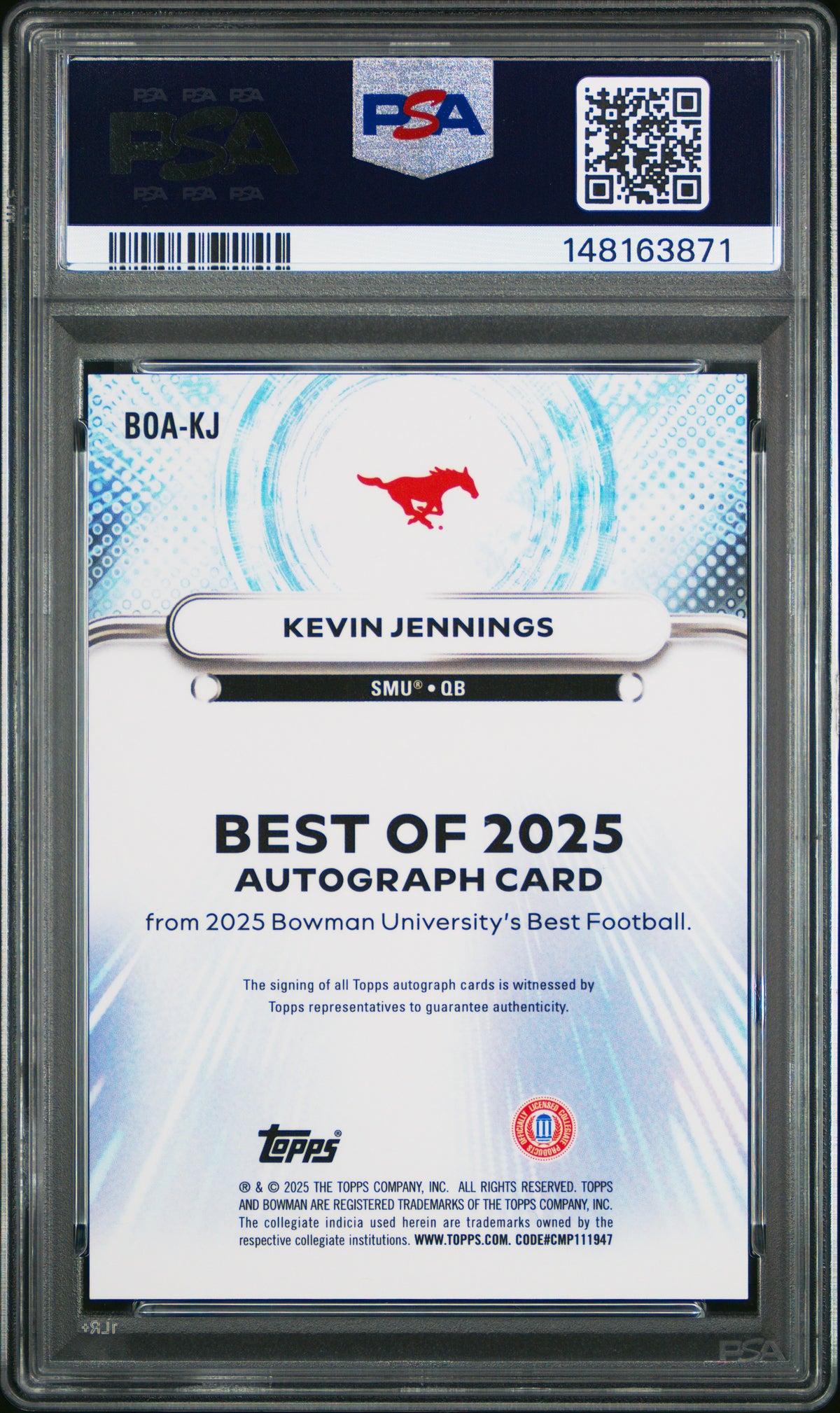 Kevin Jennings 2025 Bowman Best University Best Of 2025 Autographs #KJ Orange Ref PSA 10