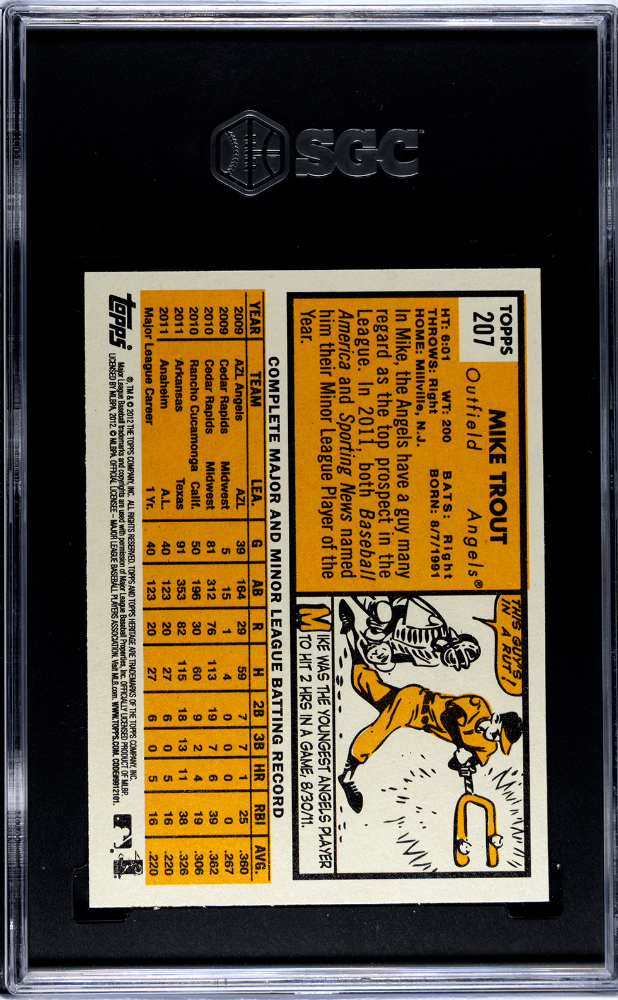 Mike Trout 2012 Topps Heritage #207 SGC 10