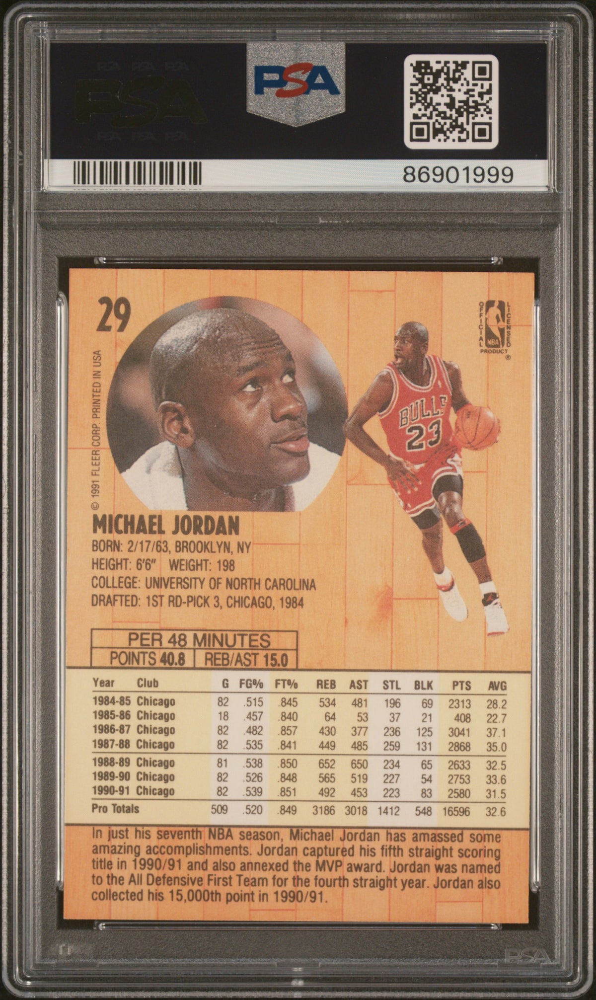 Michael Jordan 1991 Fleer #29 PSA 9