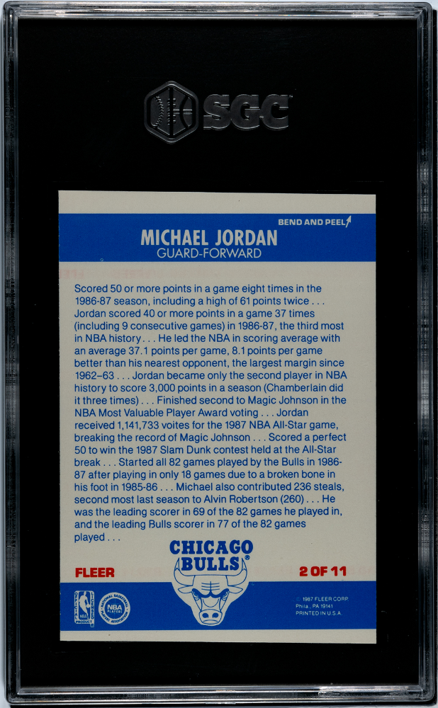 Michael Jordan 1987 Fleer Sticker #2 SGC 7