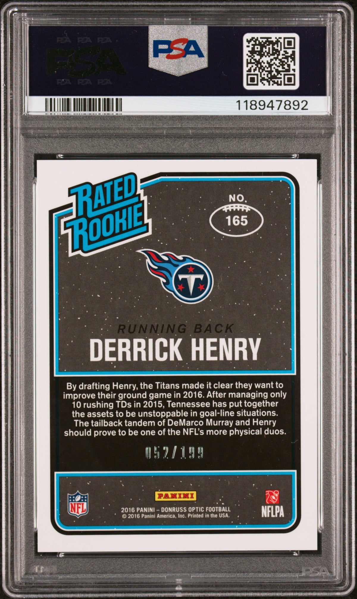 Derrick Henry 2016 Panini Donruss Optic #165 Orange PSA 10